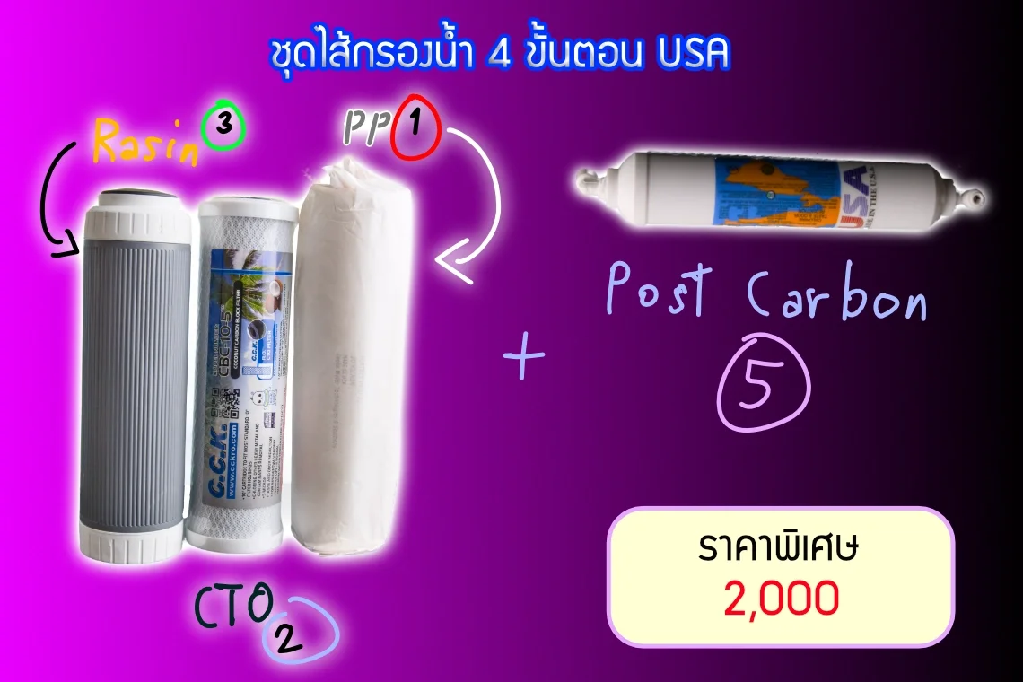 ชุดไส้กรองน้ำ USA 4 ขั้นตอน ราคาถูก