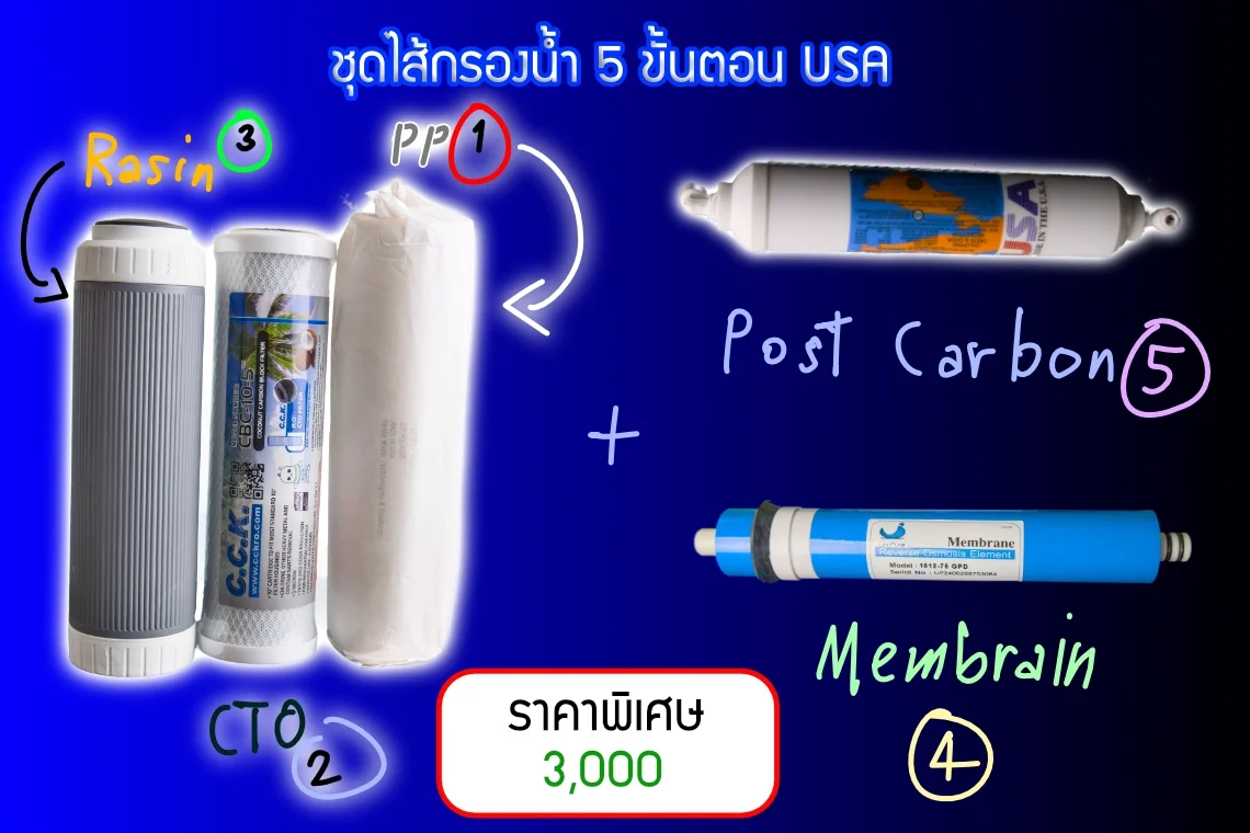 ชุดไส้กรองน้ำ USA 5 ขั้นตอนราคาถูก