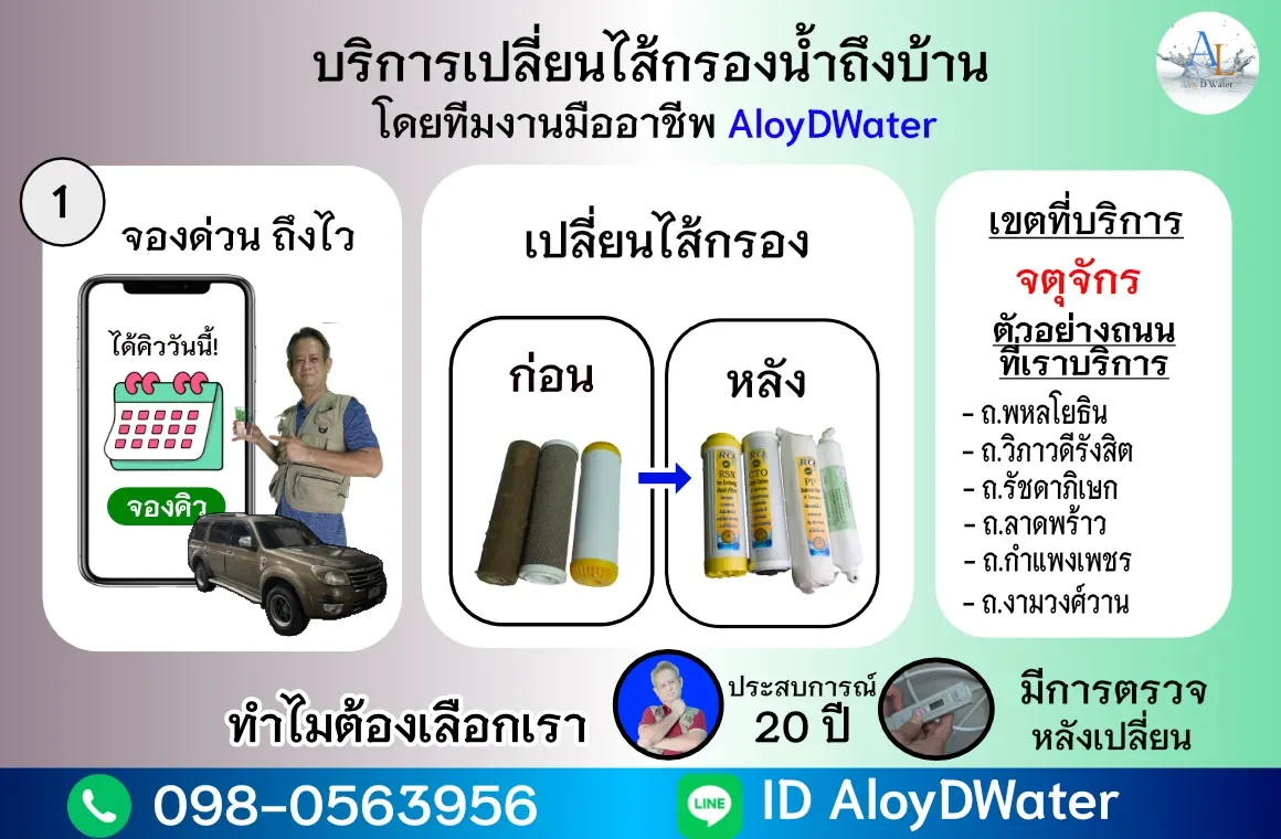เปลี่ยนไส้กรองน้ำเขตจตุจักร 300 บาท