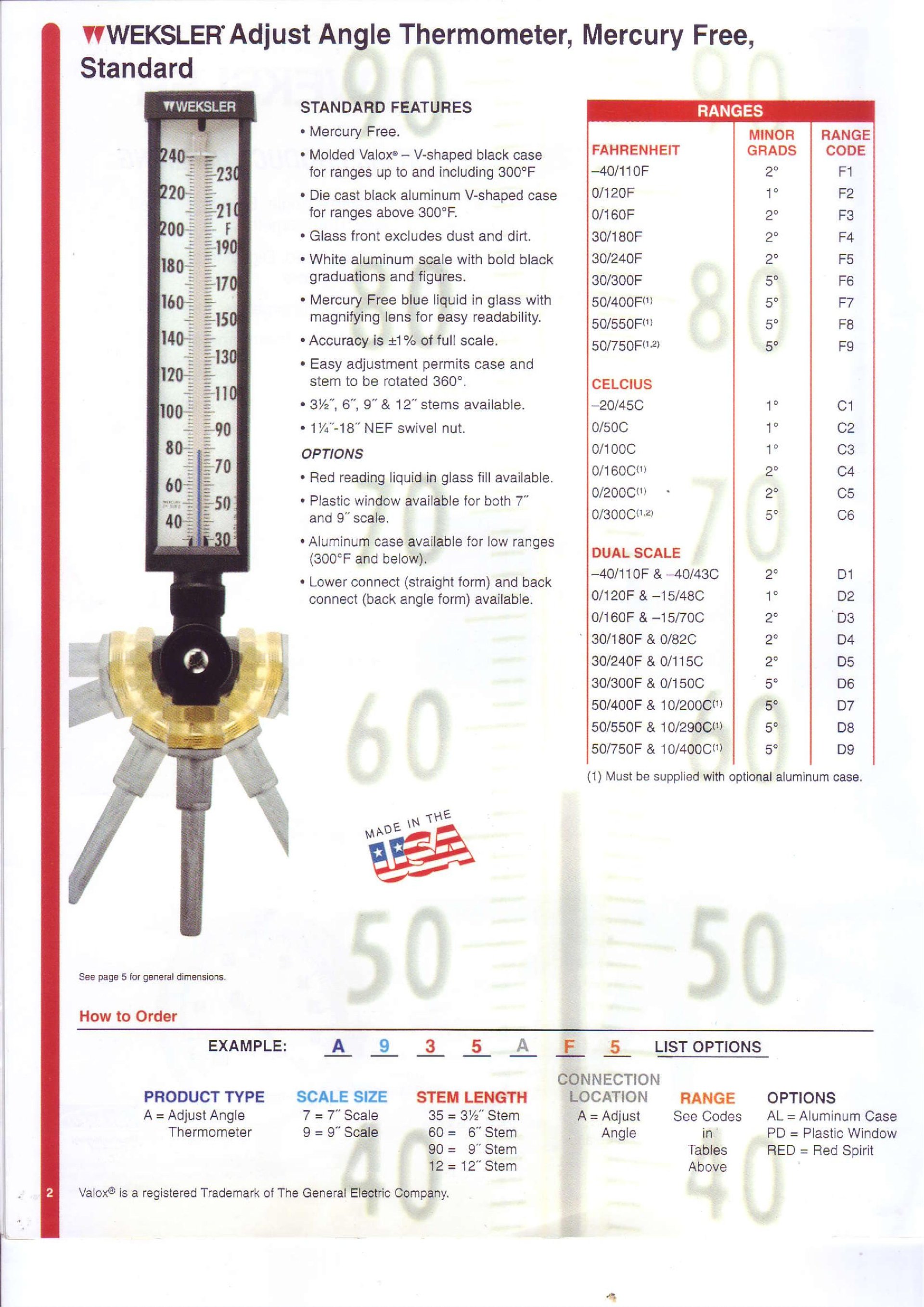 WEKSLER THERMOMETER A Series