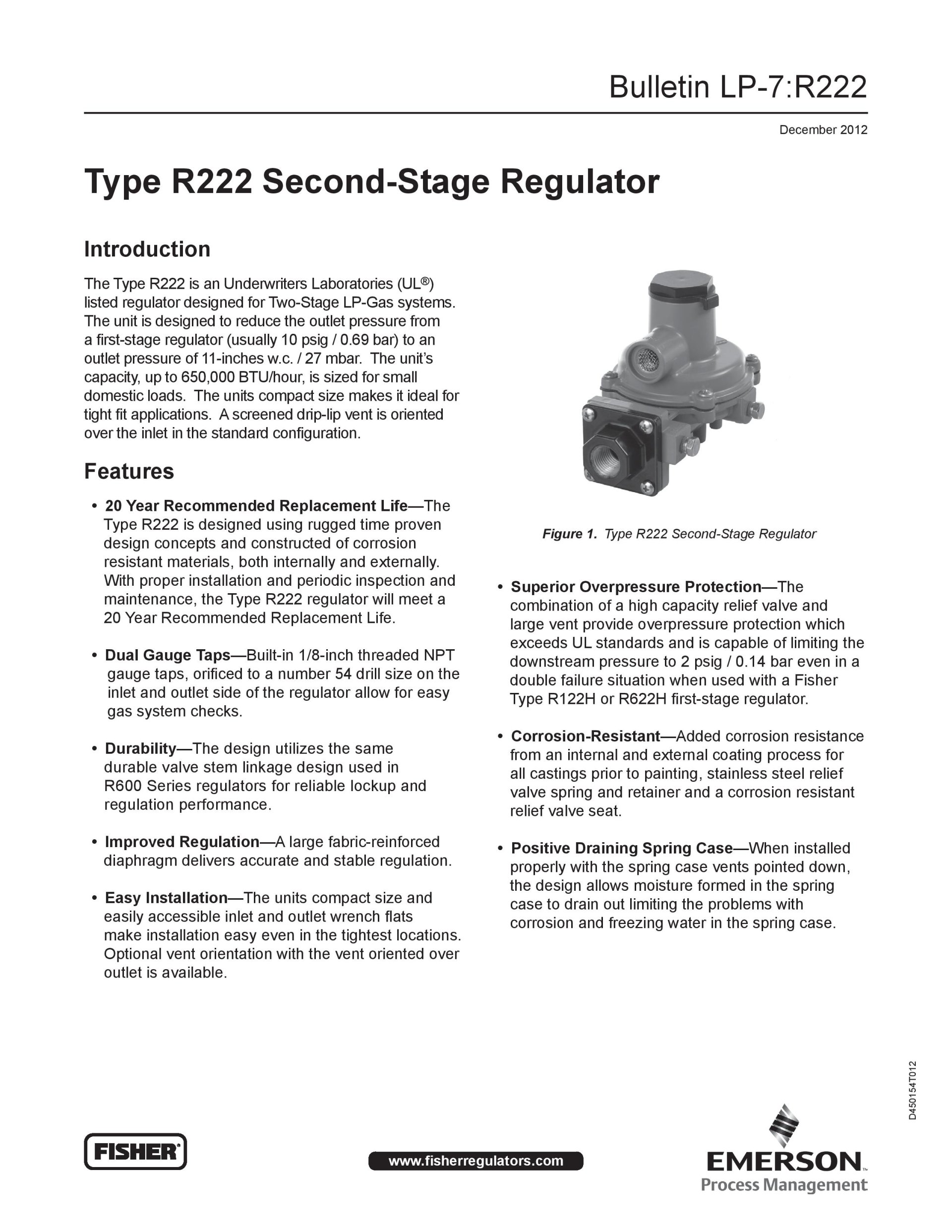 Fisher R145 Fisher Type R222 Series | Second Stage Regulators