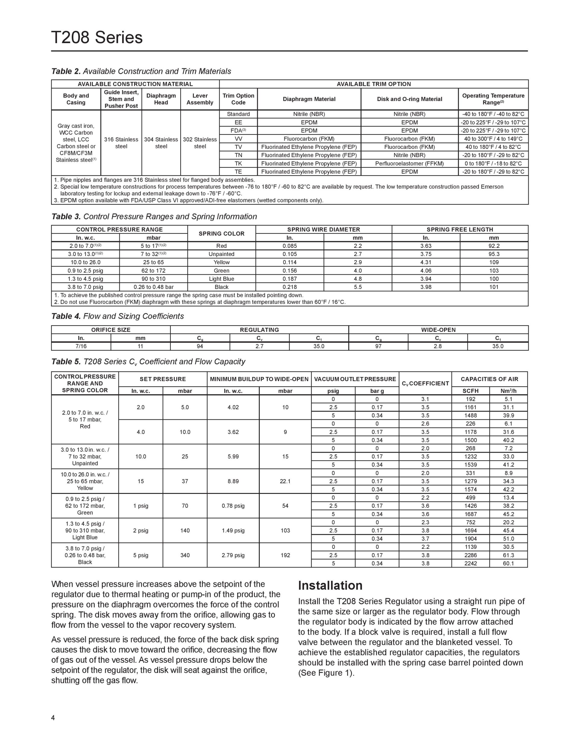 Fisher T208 | Tank Blanketing Vapor Recovery Regulators