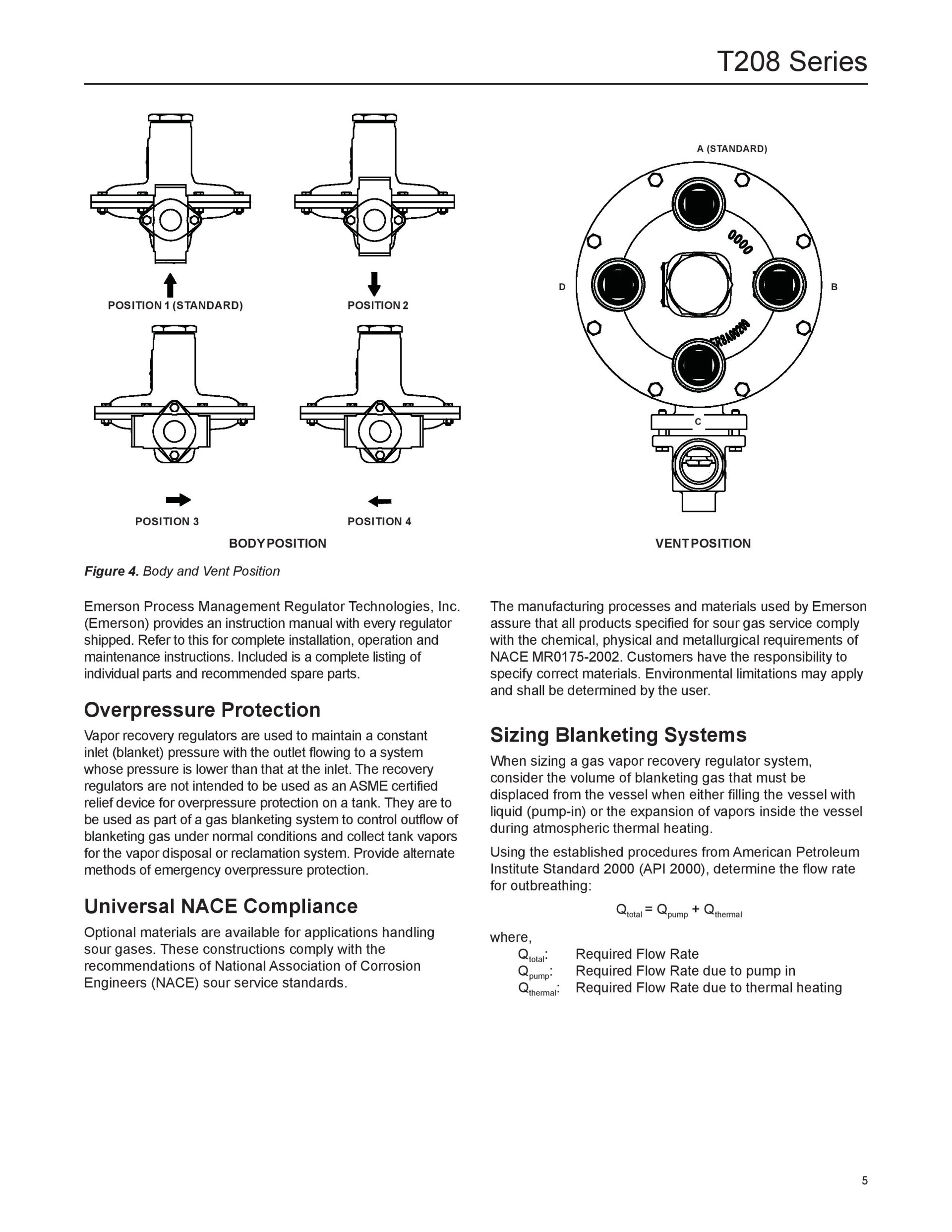 Fisher T208 | Tank Blanketing Vapor Recovery Regulators