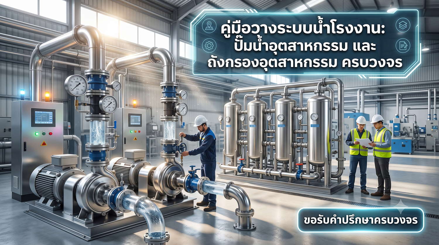 คู่มือวางระบบน้ำโรงงาน ปั๊มน้ำอุตสาหกรรม และ ถังกรองอุตสาหกรรม ครบวงจร