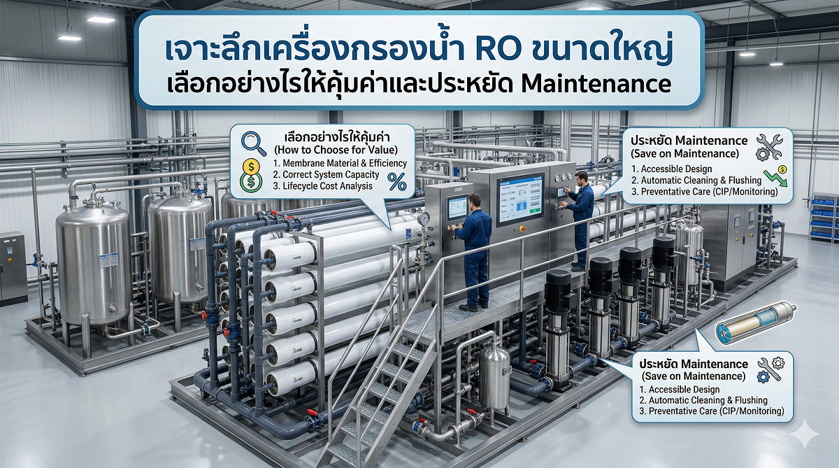 เจาะลึกเครื่องกรองน้ำ RO ขนาดใหญ่ เลือกอย่างไรให้คุ้มค่าและประหยัด Maintenance