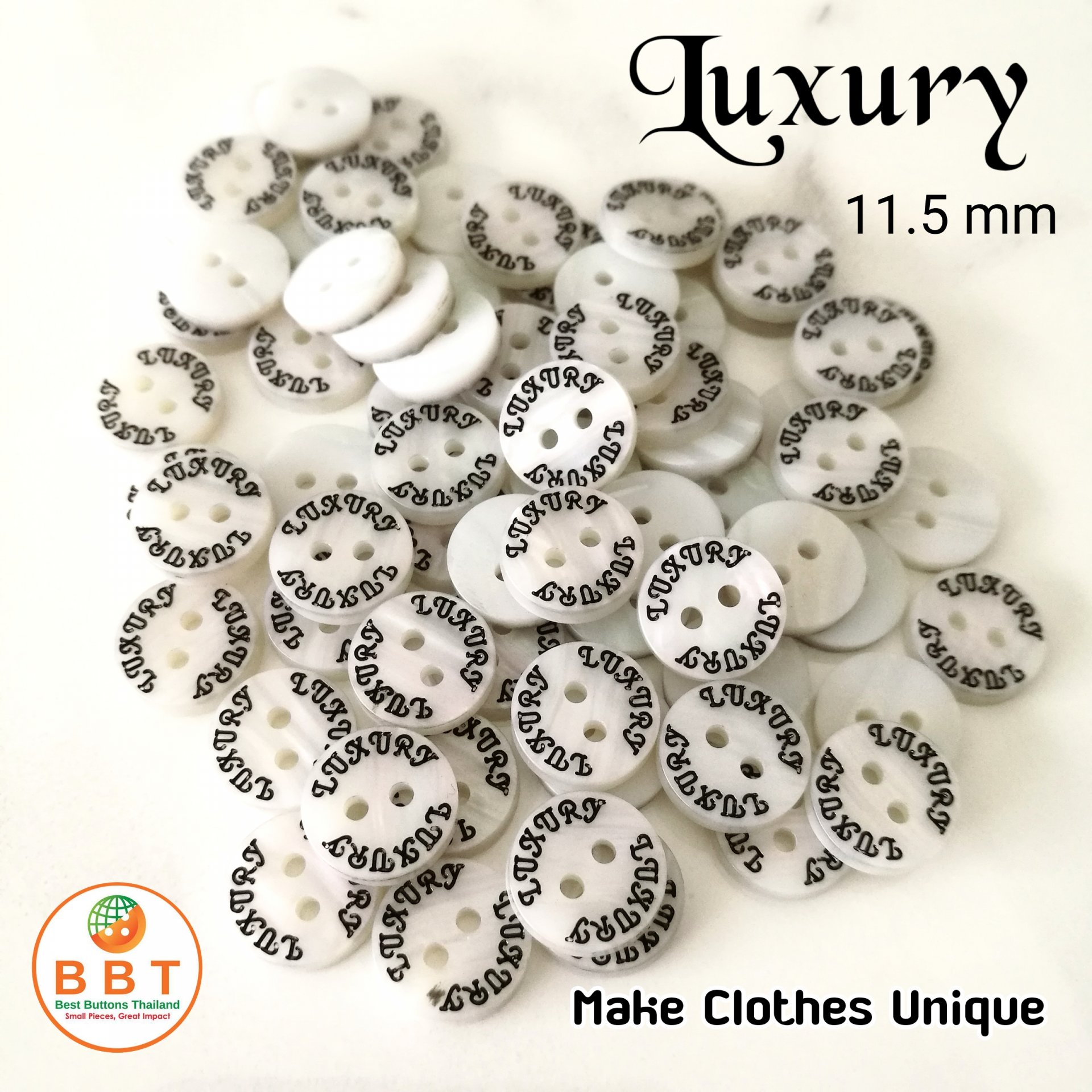Engraving Buttons "Luxury" in White MOP