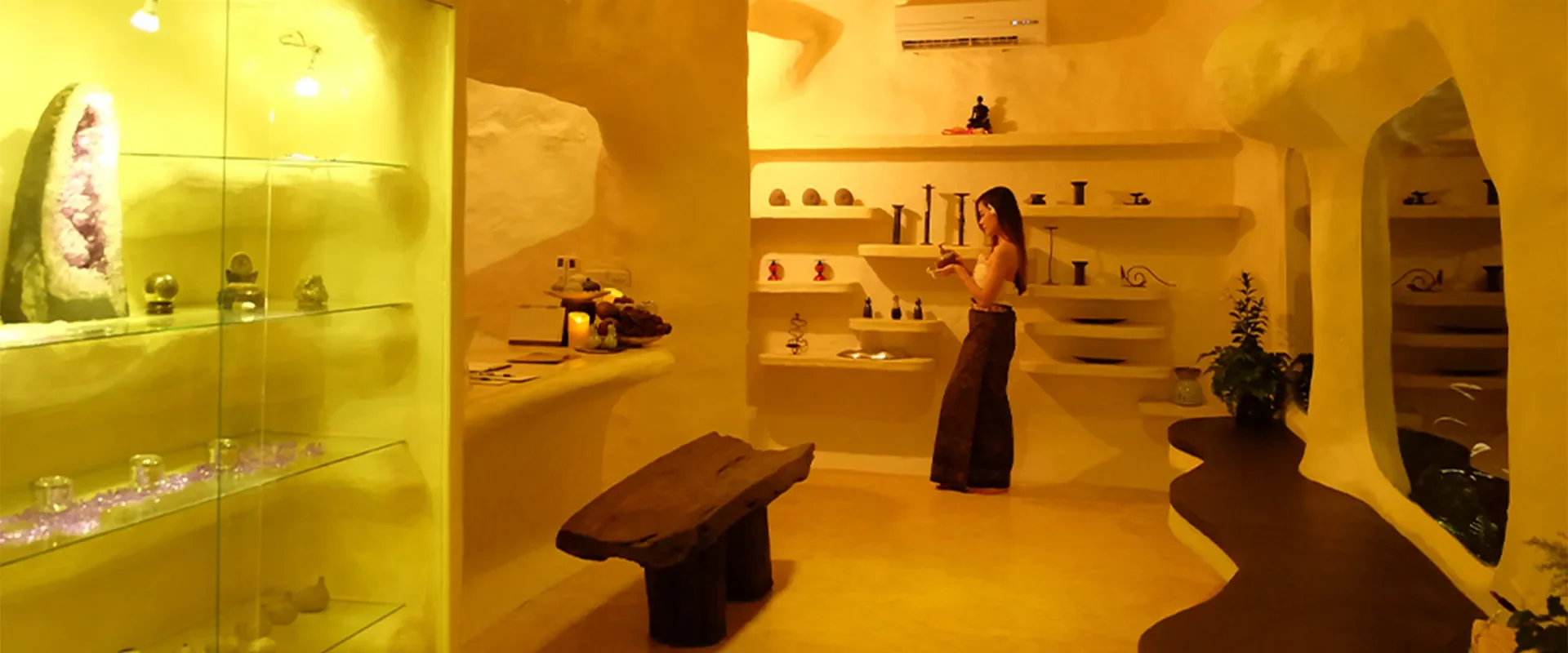 Elegant reception lobby at Srimantra Spa featuring cave-inspired luxury design in Chiang Mai