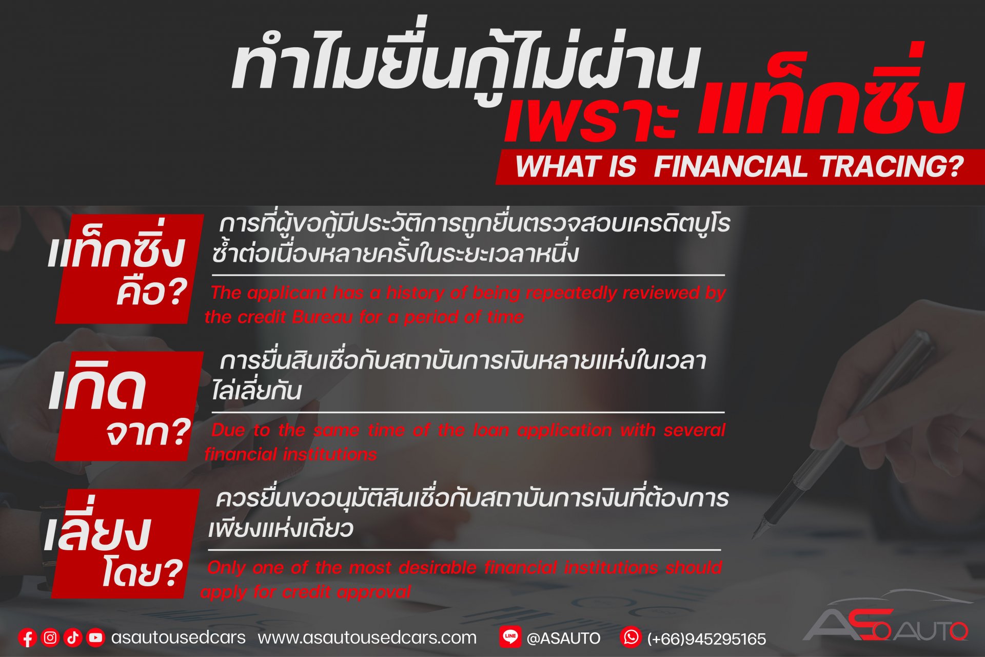 ทำไมยื่นกู้ไม่ผ่านเพราะ "แท็กซิ่ง" ทำไมยื่นกู้ไม่ผ่านเพราะ "แท็กซิ่ง"