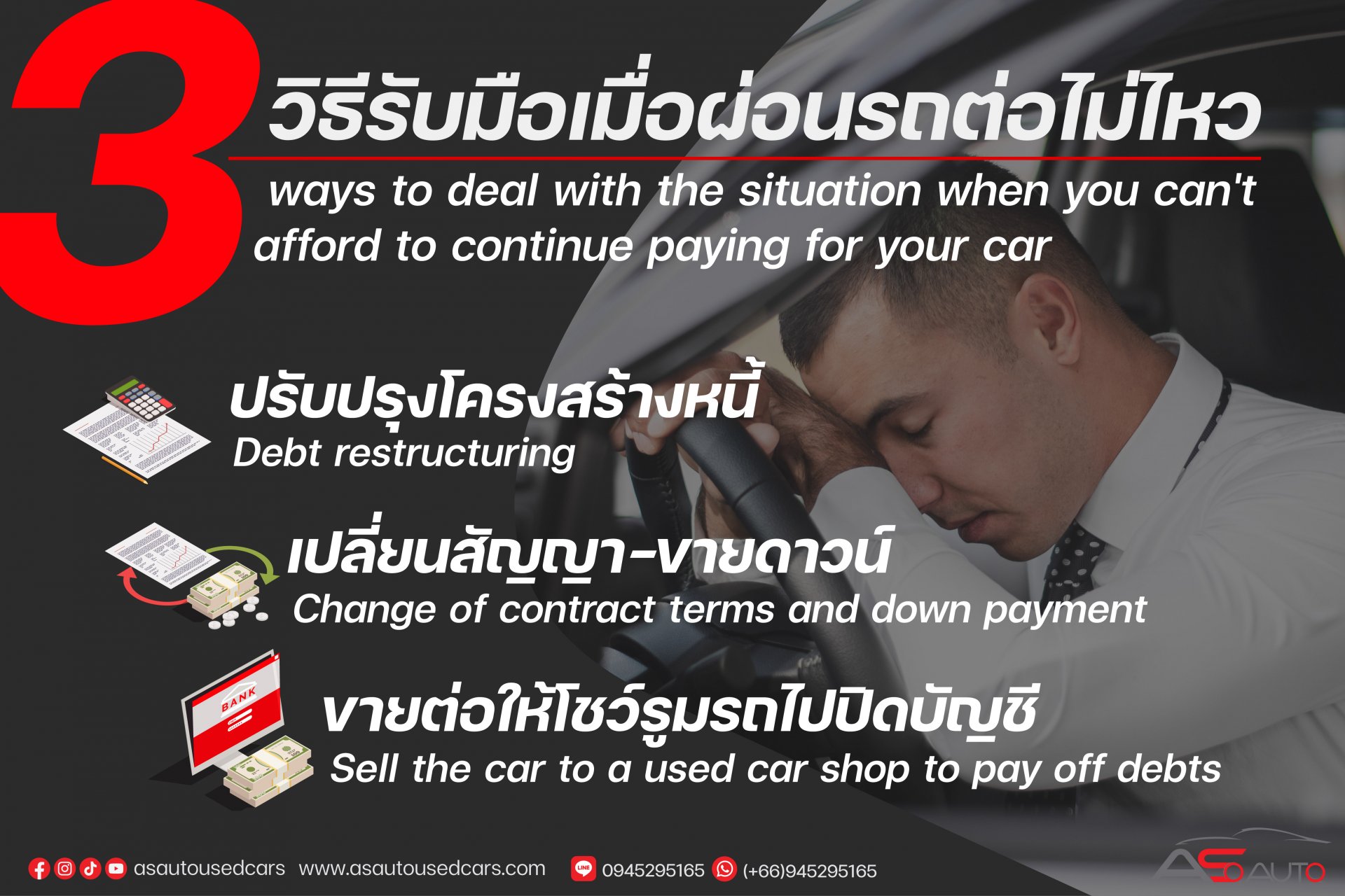 3 วิธีรับมือเมื่อผ่อนรถต่อไม่ไหว 3 วิธีรับมือเมื่อผ่อนรถต่อไม่ไหว