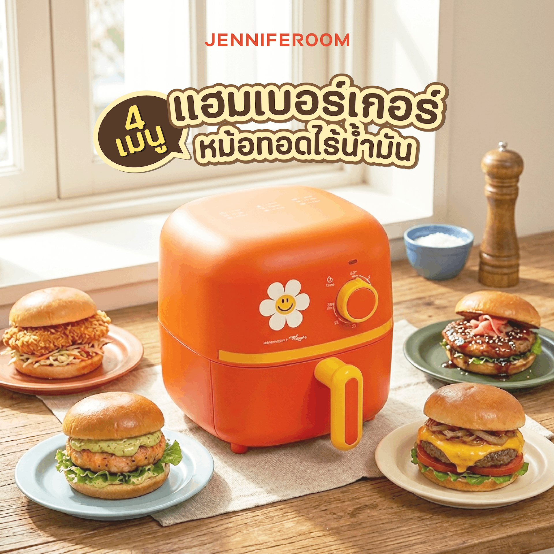 รวม 4 เมนูแฮมเบอร์เกอร์ พร้อมวิธีทำด้วยหม้อทอดไร้น้ำมัน