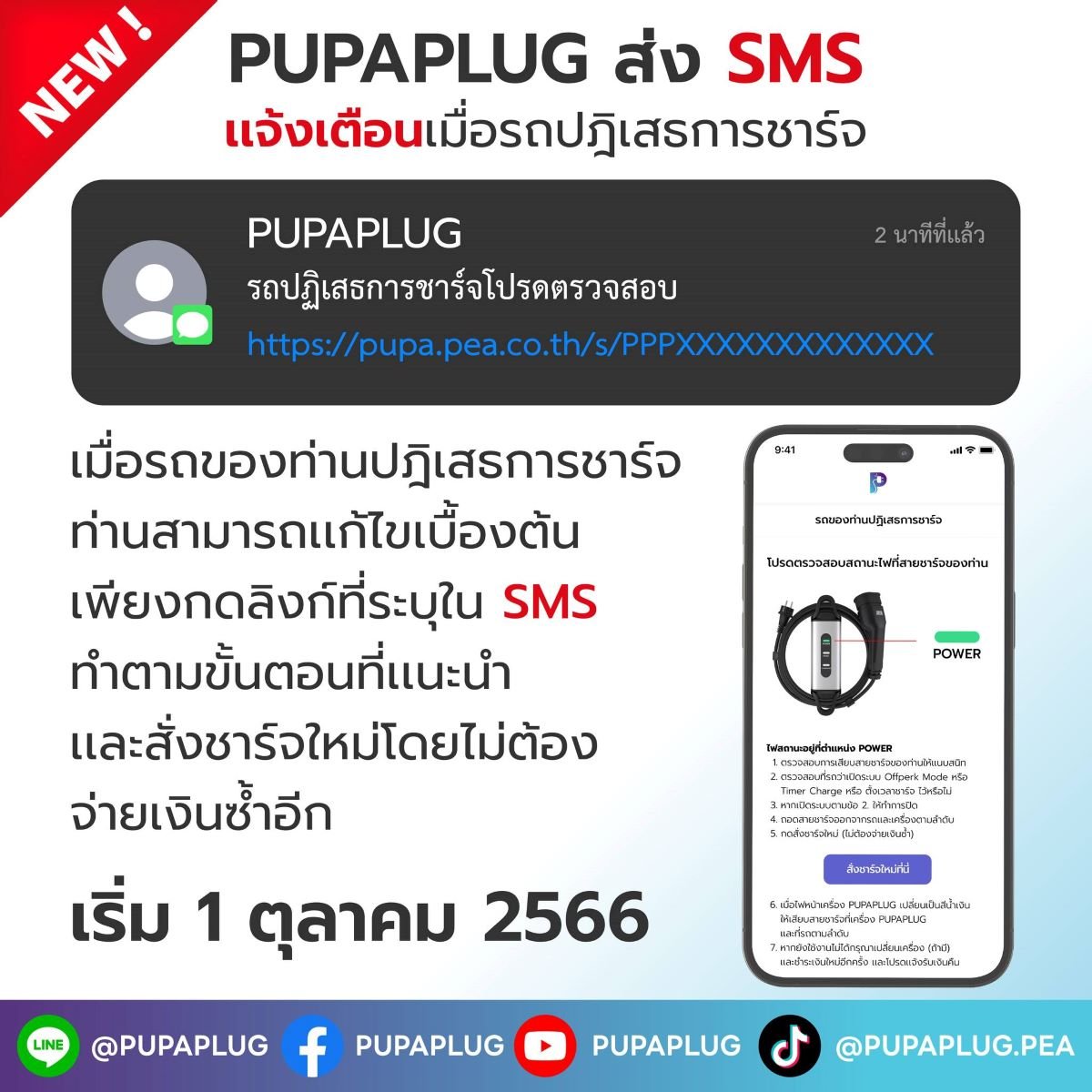 PUPAPLUG เปิดฟีเจอร์ใหม่ รถไม่ชาร์จใน 8 นาที ส่ง SMS เเจ้งเตือน PUPAPLUG เปิดฟีเจอร์ใหม่ รถไม่ชาร์จใน 8 นาที ส่ง SMS เเจ้งเตือน