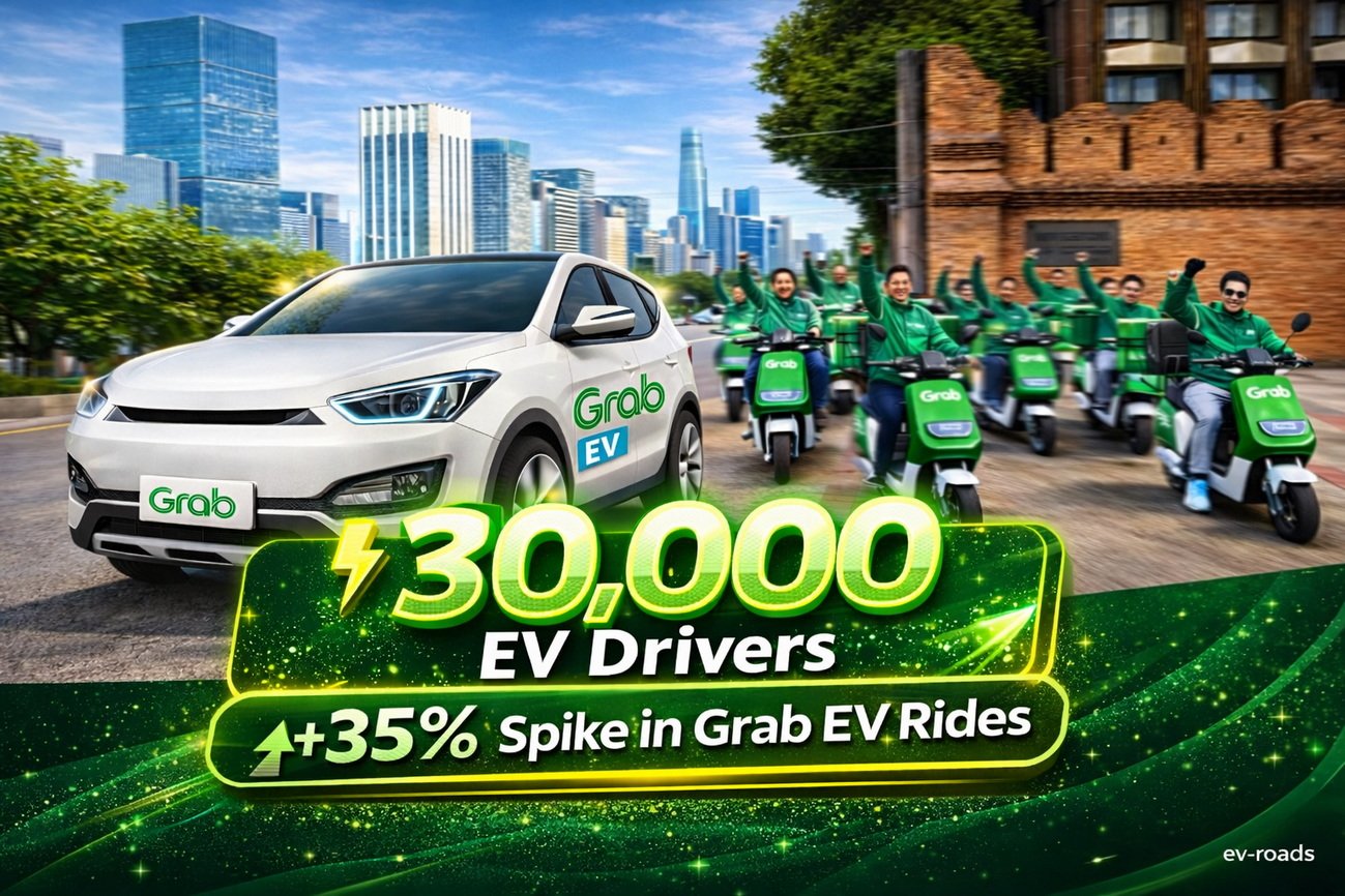 แกร็บ เผยยอดคนขับใช้ EV ทะลุ 3 หมื่นคัน 