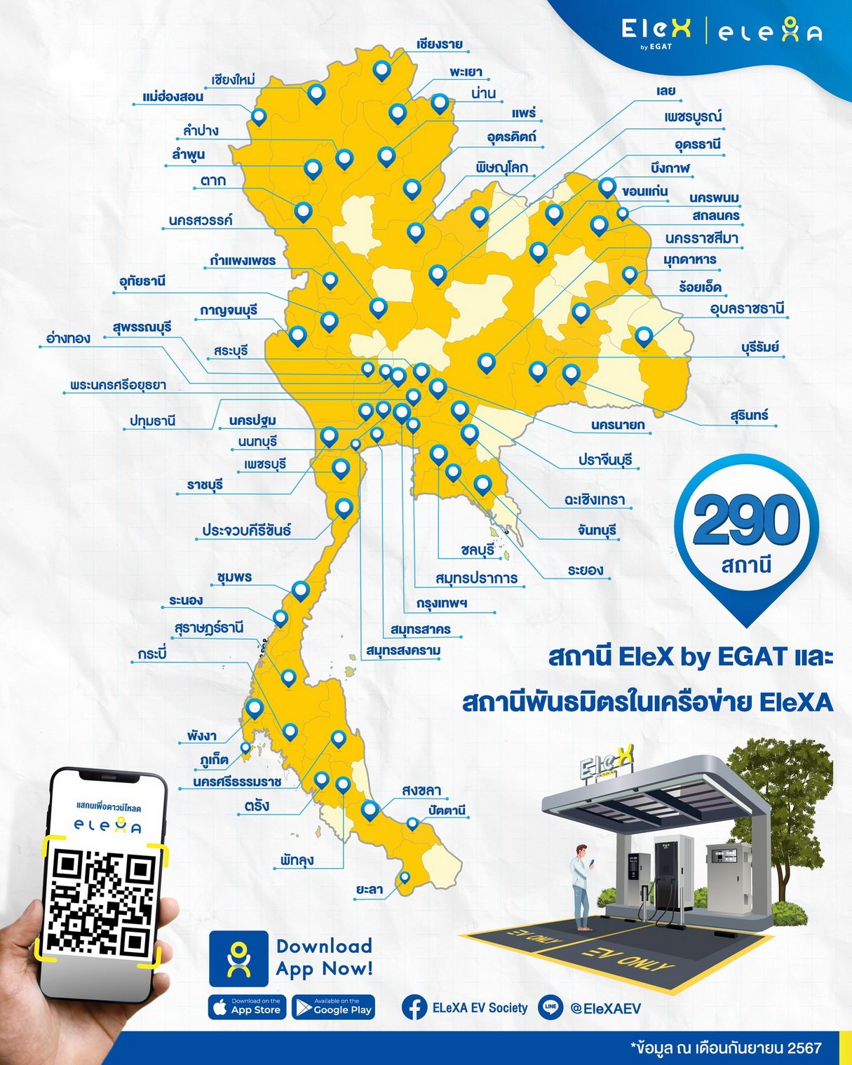 EleX by EGAT ปักหมุดสถานีชาร์จทั่วไทย 290 สถานี!