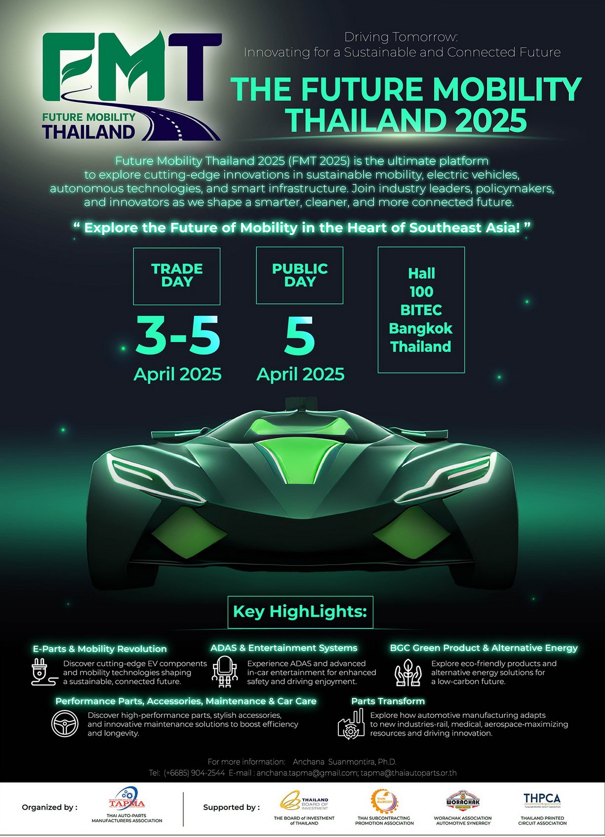 สมาคมผู้ผลิตชิ้นส่วนยานยนต์ไทย (TAPMA) ประกาศจัดงาน Future Mobility Thailand 2025 