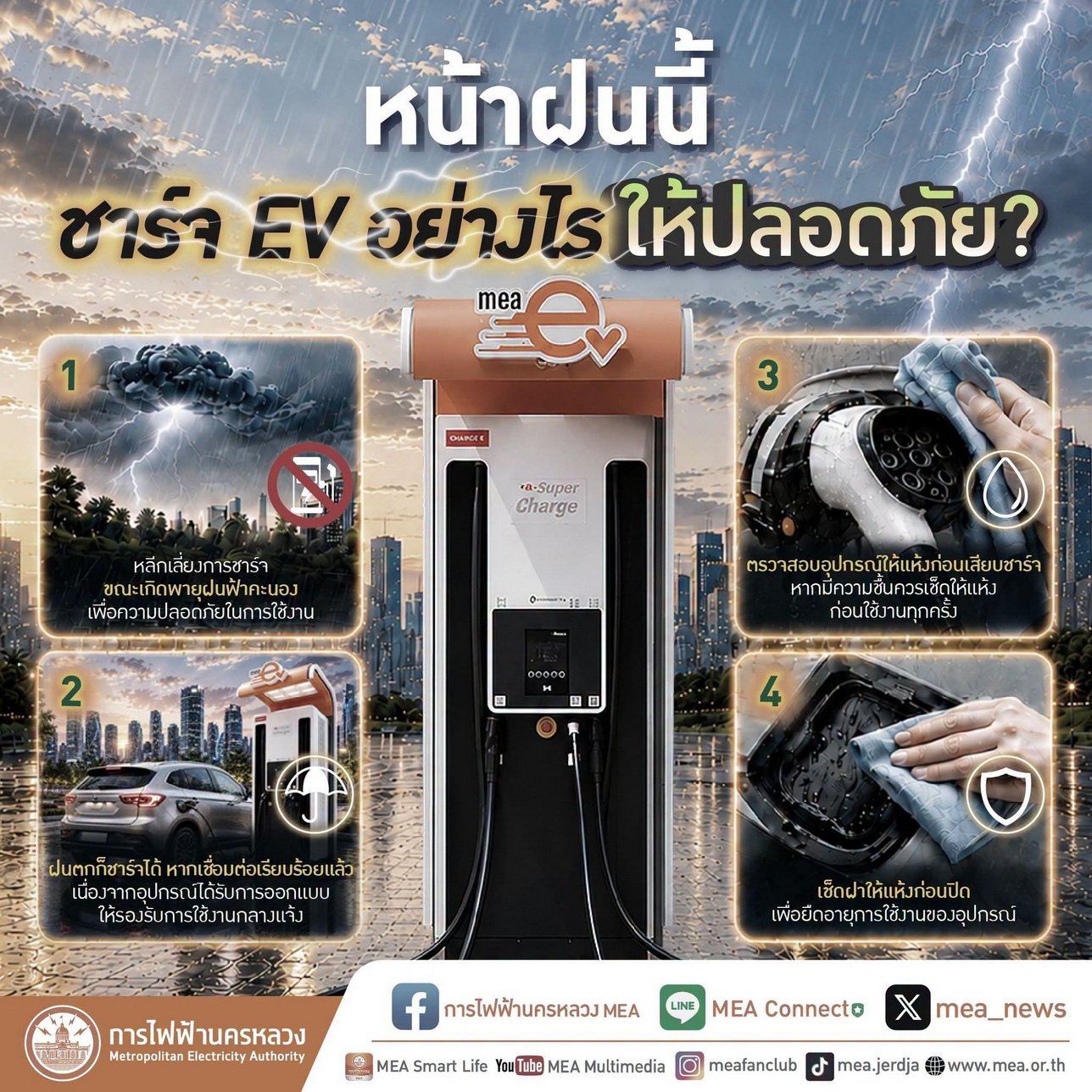 ชาร์จ EV อย่างไรให้ปลอดภัยกลางสายฝน