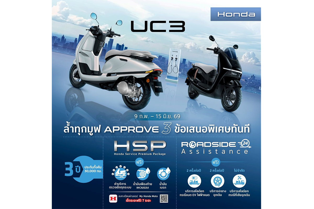 ไทยฮอนด้า อัดฉีดแคมเปญพิเศษกระตุ้นแรงซื้อ Honda UC3 ตั้งแต่ 9 ก.พ. - 15 มิ.ย. 2569