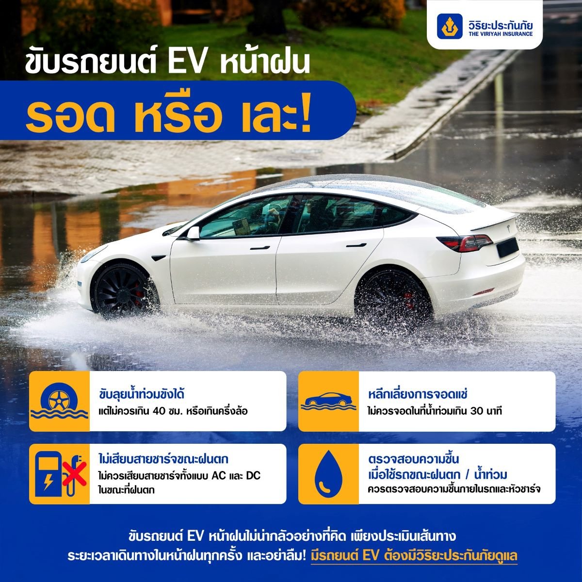 หน้าฝน น้ำท่วมขัง? ขับรถ EV จะรอดหรือเละ วิริยะฯ มีทริคมาบอก หน้าฝน น้ำท่วมขัง? ขับรถ EV จะรอดหรือเละ วิริยะฯ มีทริคมาบอก