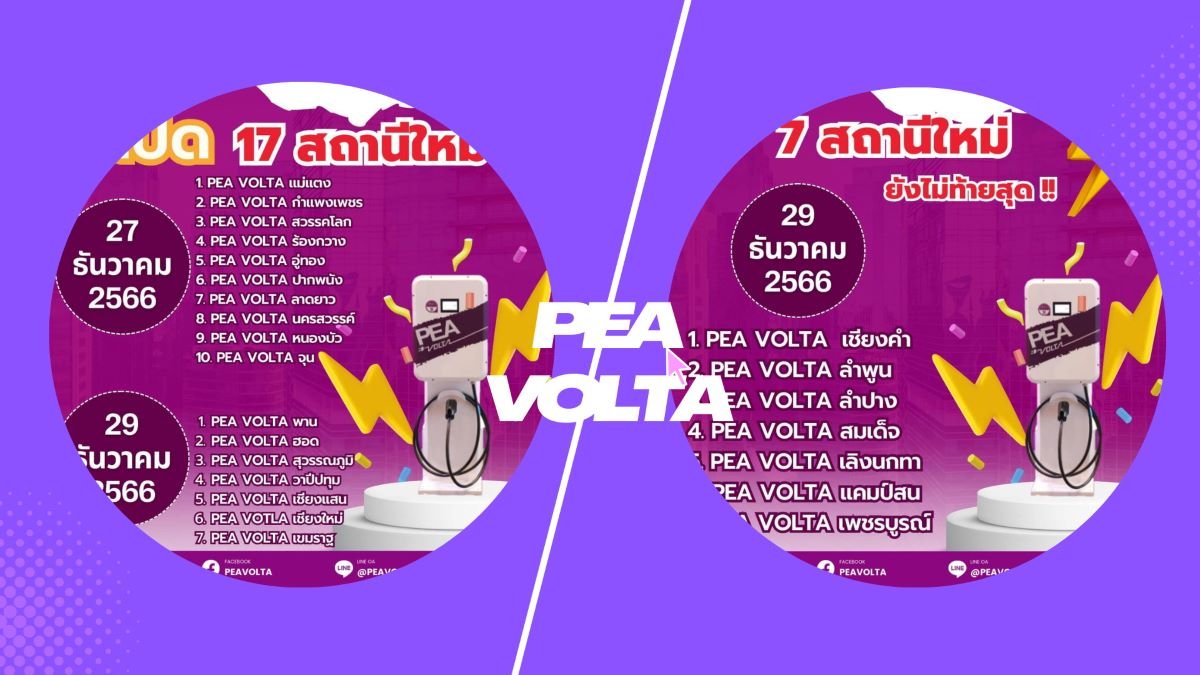 PEA VOLTA เปิด 24 สถานีชาร์จขนาด 24 kW ส่งท้ายปี 2566 ด้วยยอดรวม 330 สถานีชาร์จทั่วไทย