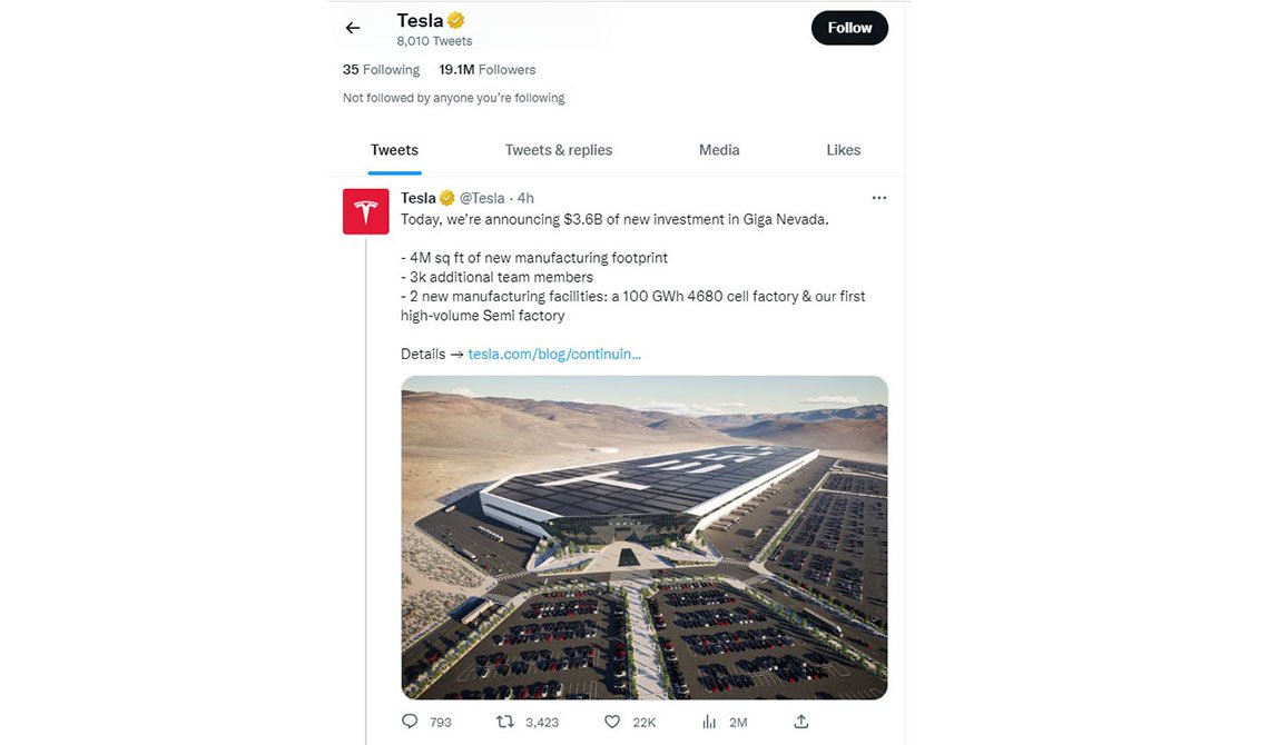 เทสลาประกาศลงทุนใหม่มูลค่า 3.6 พันล้านดอลลาร์ใน Giga Nevada เทสลาประกาศลงทุนใหม่มูลค่า 3.6 พันล้านดอลลาร์ใน Giga Nevada