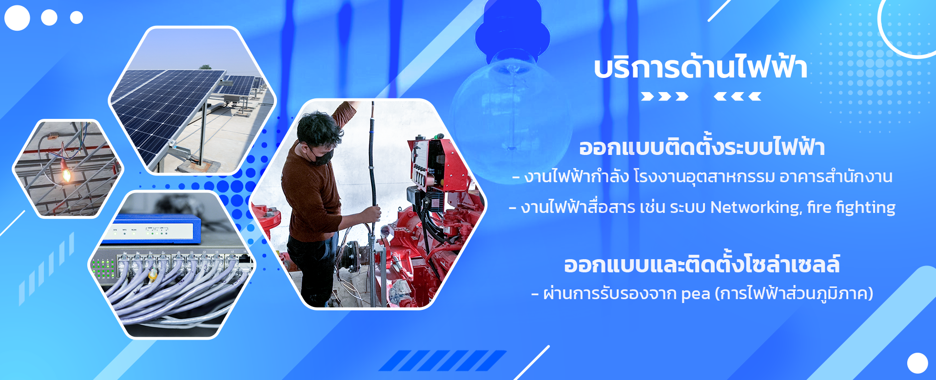 ออกแบบติดตั้งระบบไฟฟ้า ไฟฟ้ากำลัง ไฟฟ้าสื่อสาร