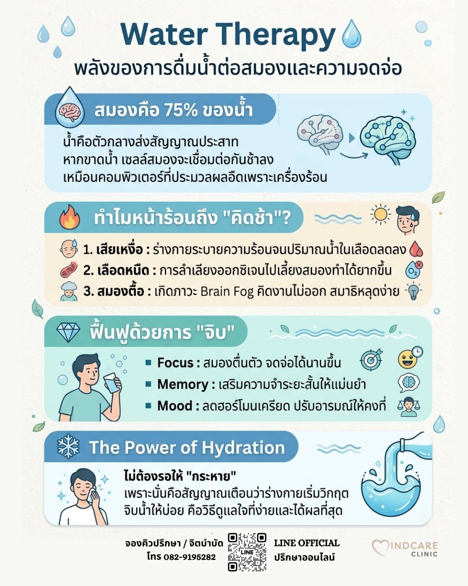 Water Therapy: พลังของการดื่มน้ำต่อสมองและความจดจ่อ