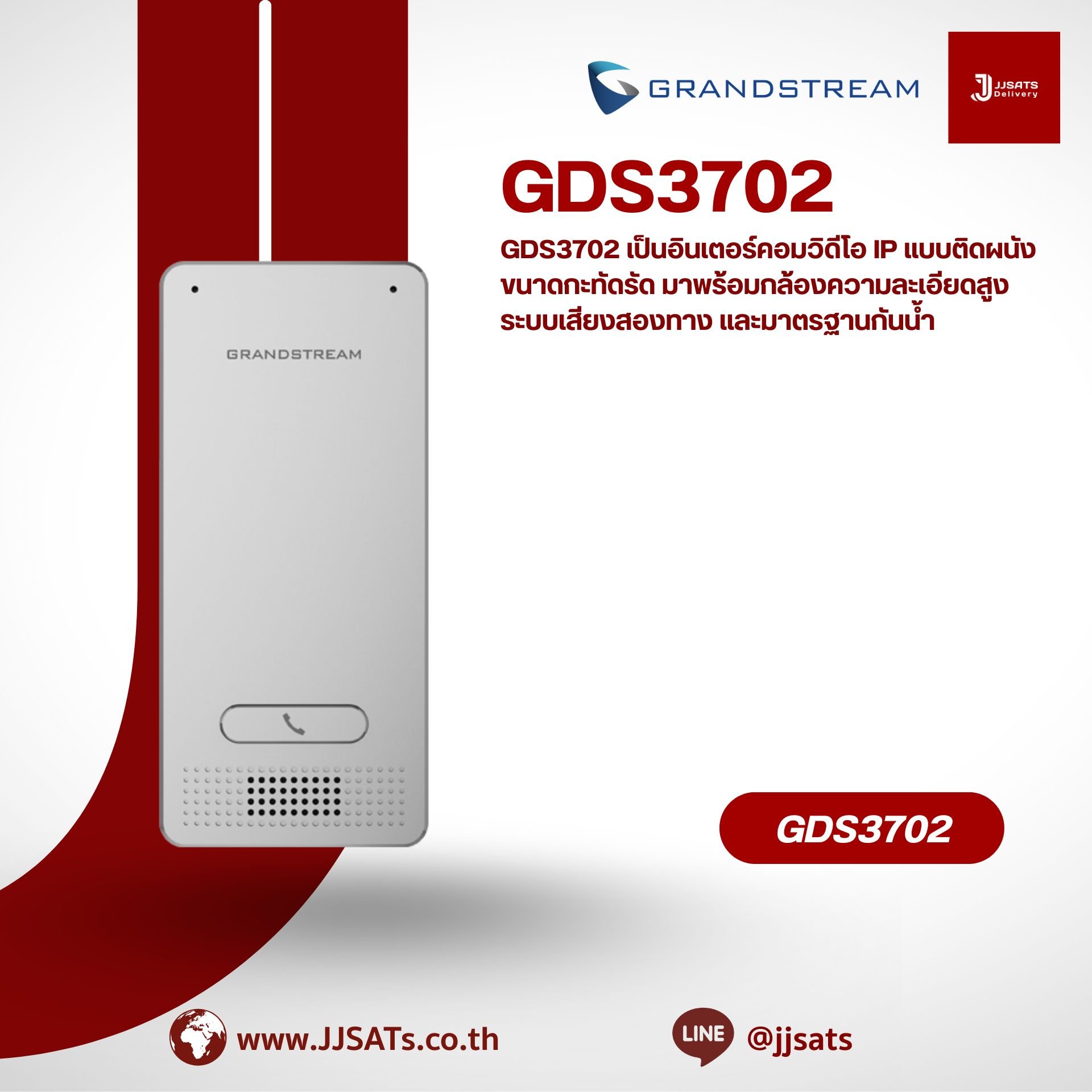 GDS3702 – อินเตอร์คอมประตูระบบเสียง IP ความคมชัดสูงจาก Grandstream พร้อม PoE และรองรับระบบล็อกไฟฟ้า