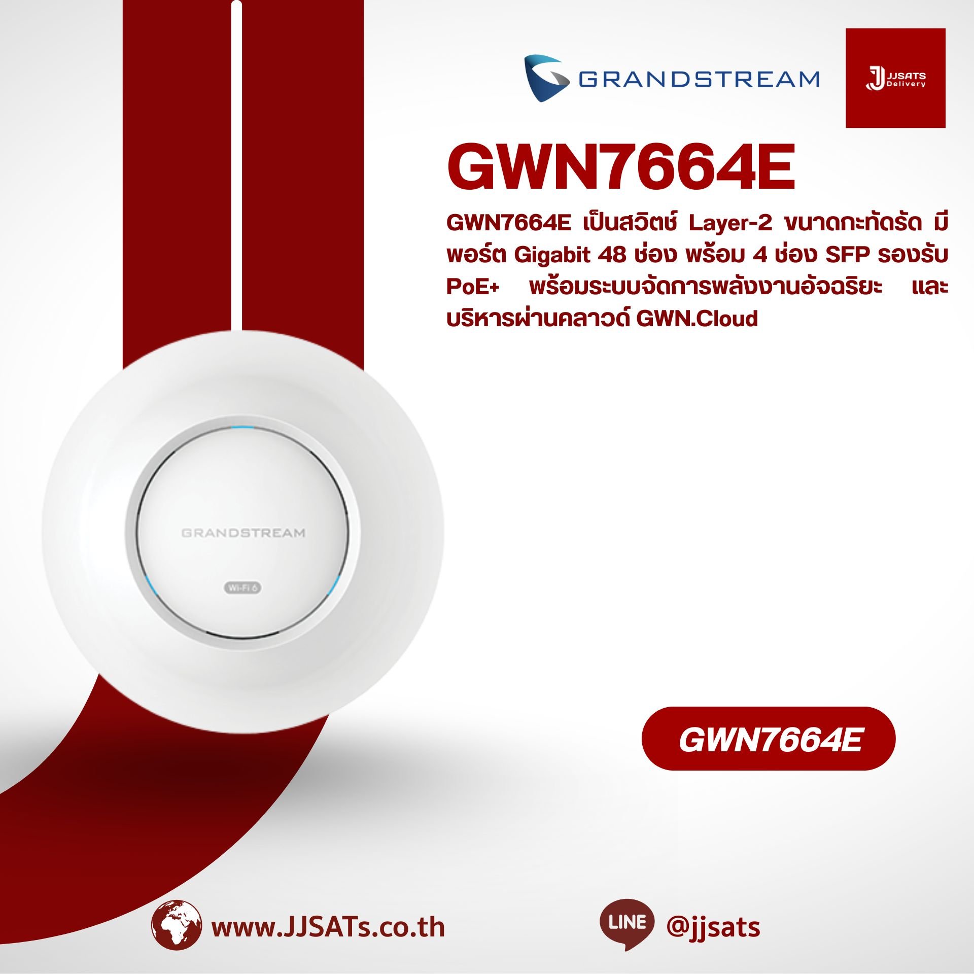 GWN7664E – Grandstream Dual-Band 4×4:4 MU-MIMO Wi-Fi 6 Access Point