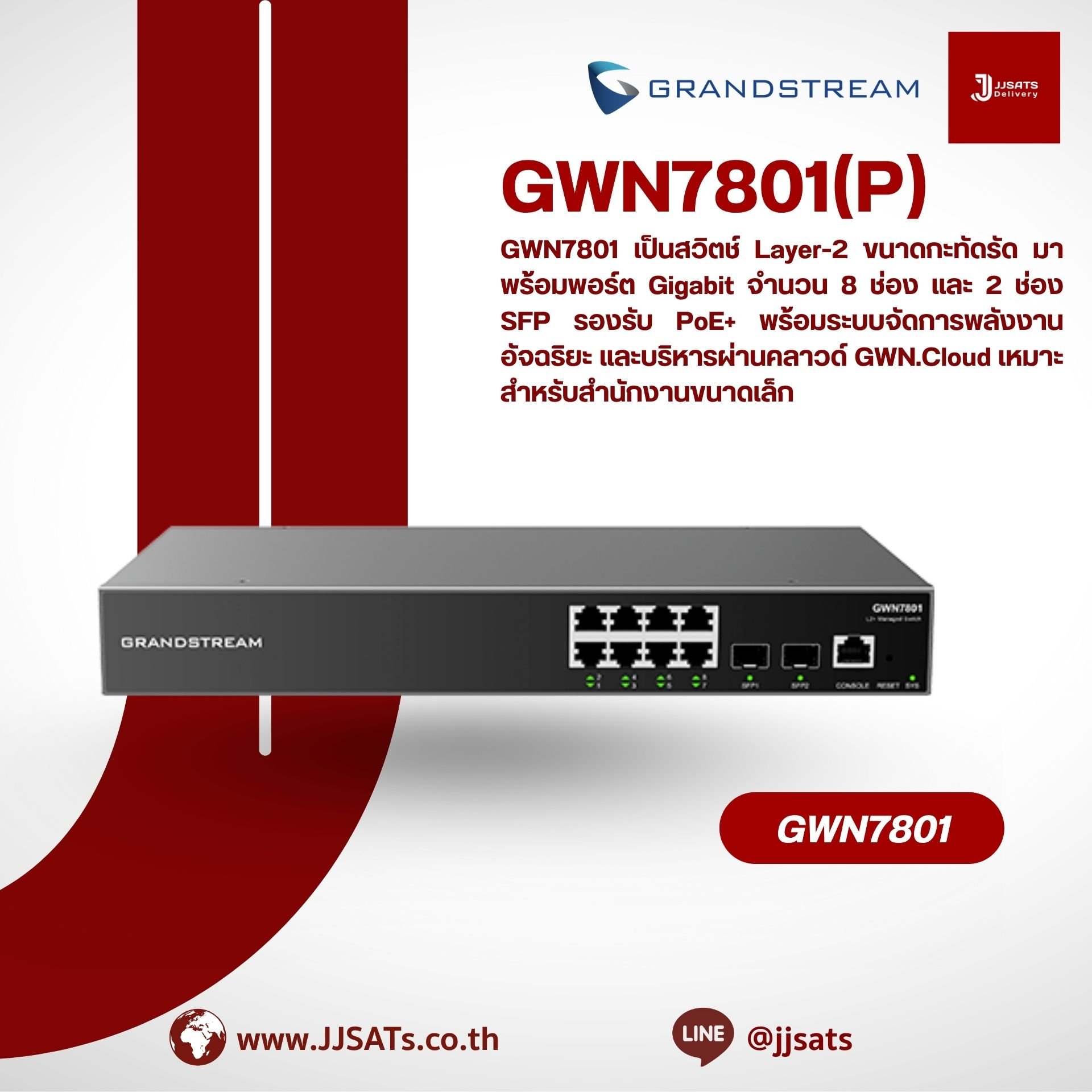 GWN7801 – สวิตช์ Layer 2+ Managed สำหรับองค์กรจาก Grandstream