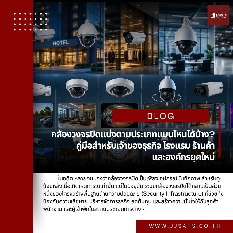 กล้องวงจรปิดแบ่งตามประเภทแบบไหนได้บ้าง? คู่มือสำหรับเจ้าของธุรกิจ โรงแรม ร้านค้า และองค์กรยุคใหม่