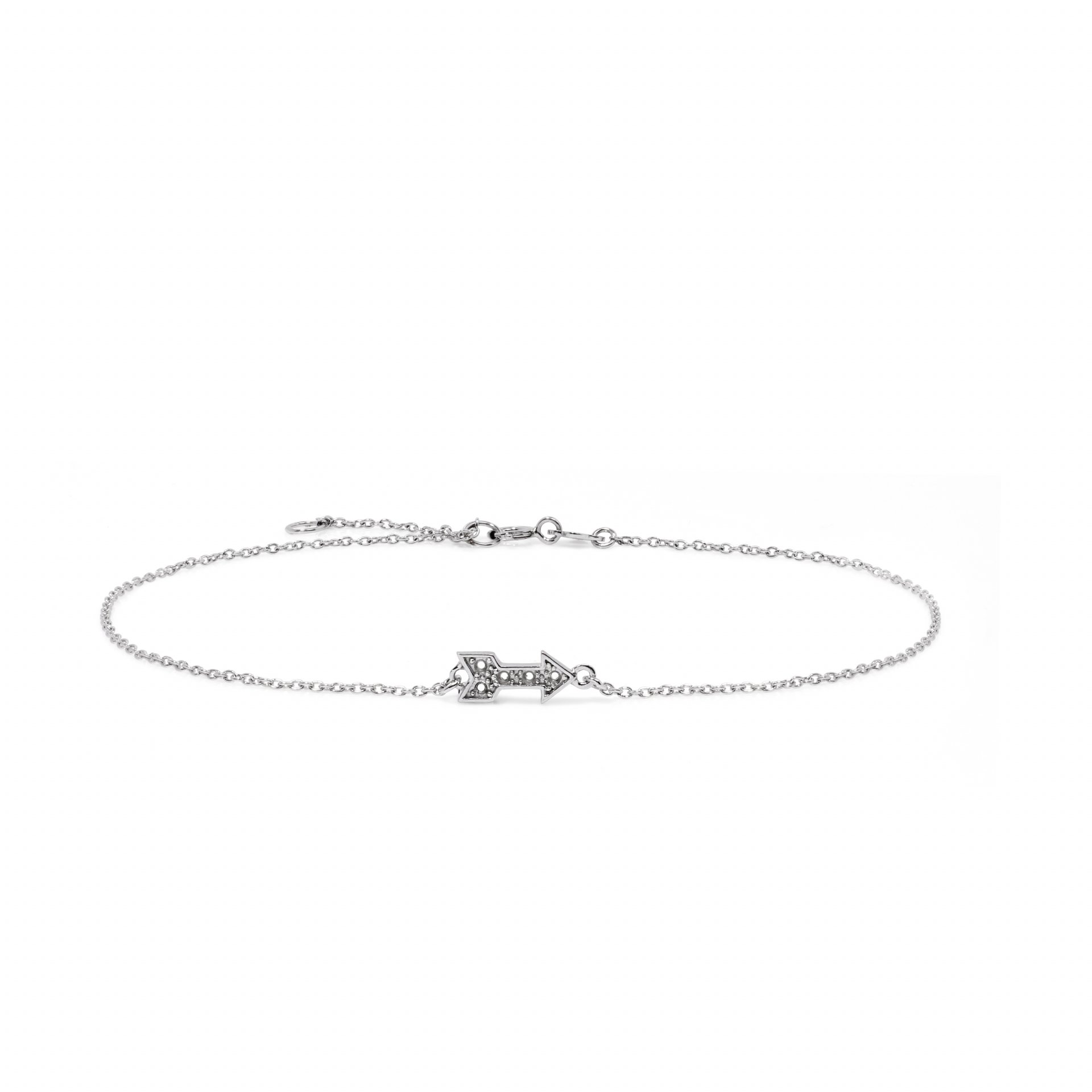 Sterling silver 'arrow' anklet with cz