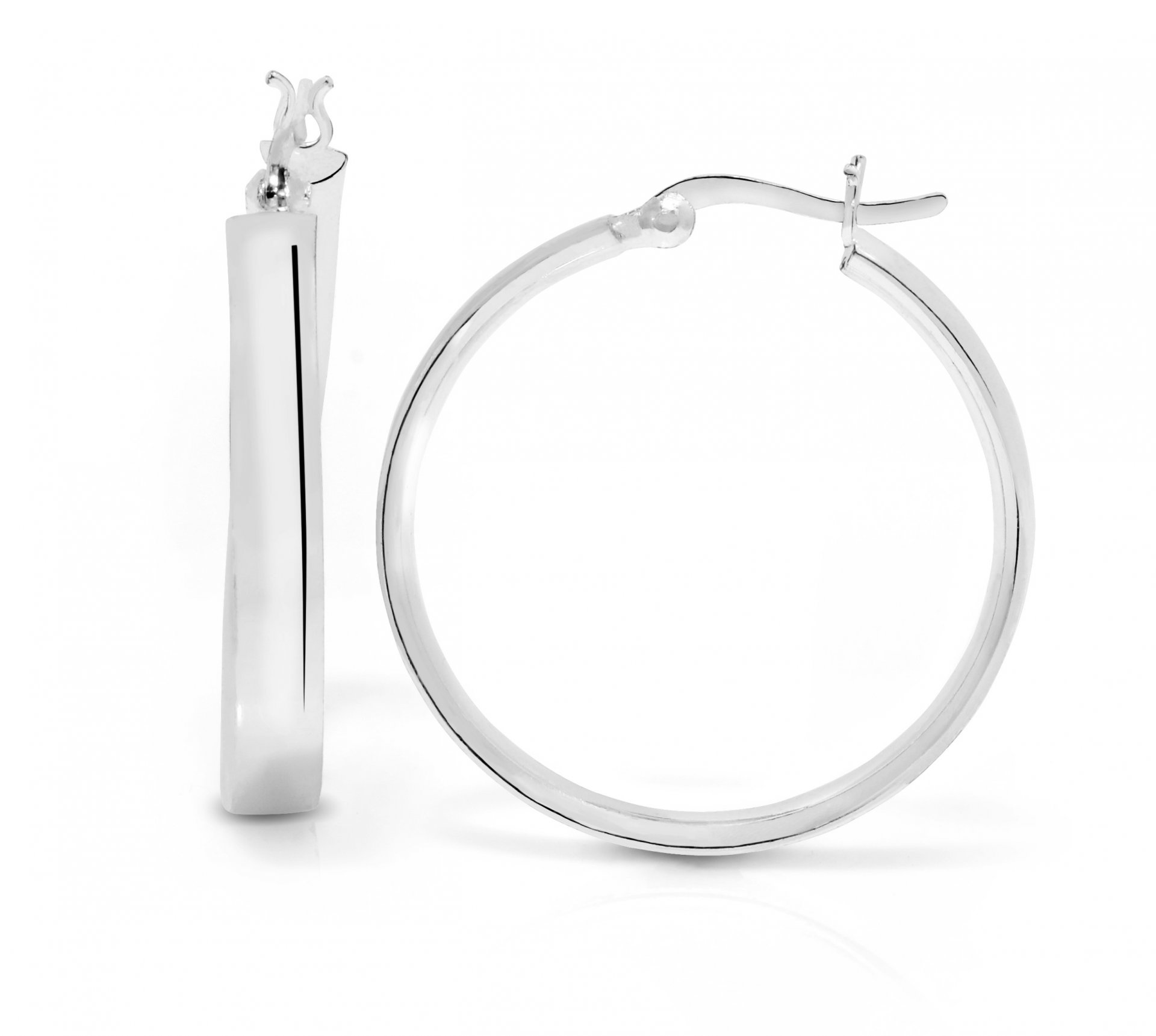 Sterling Silver Oval Twisted Hoop Creole Earring