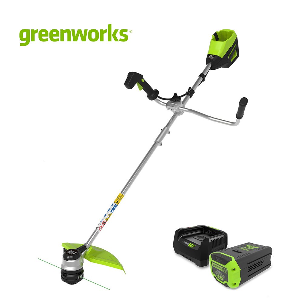 Greenworks Brushcutter 60v Bike Handle Including Battery And Charger Tigerbay 5441