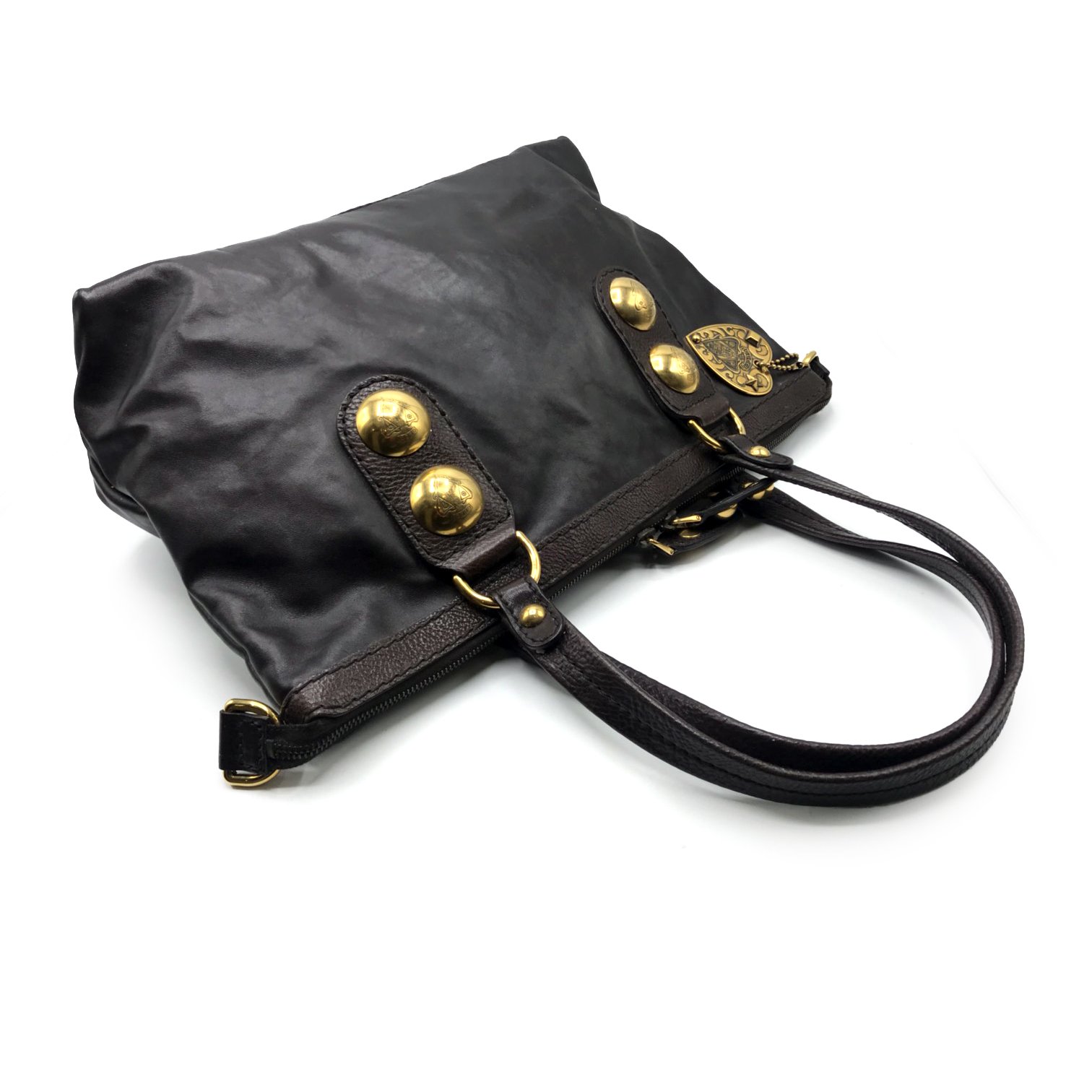 Used Gucci Vintage Handbag in Darkbrown Leather GHW