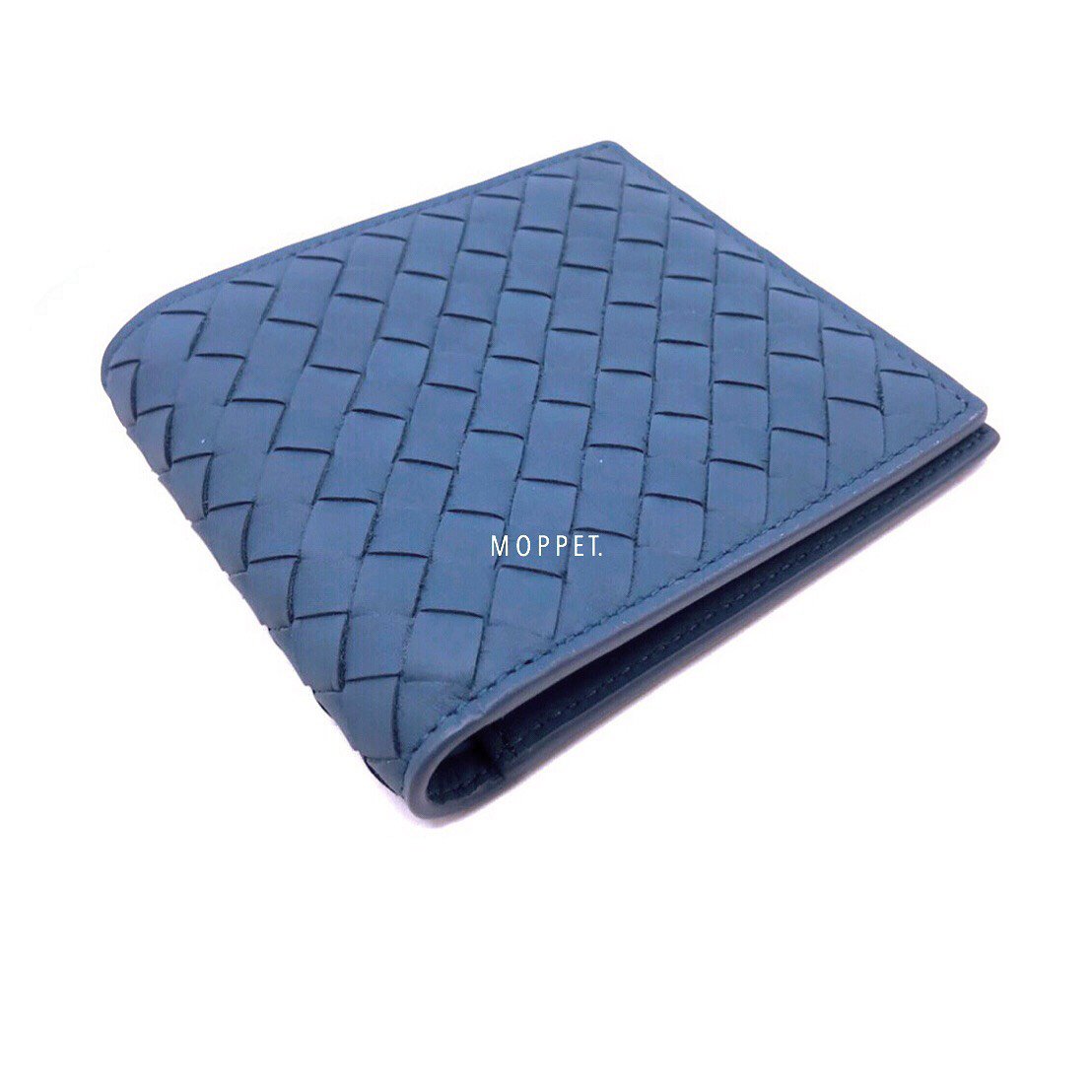 New Bottega Men’s Wallet 8 Card in Blue Leather