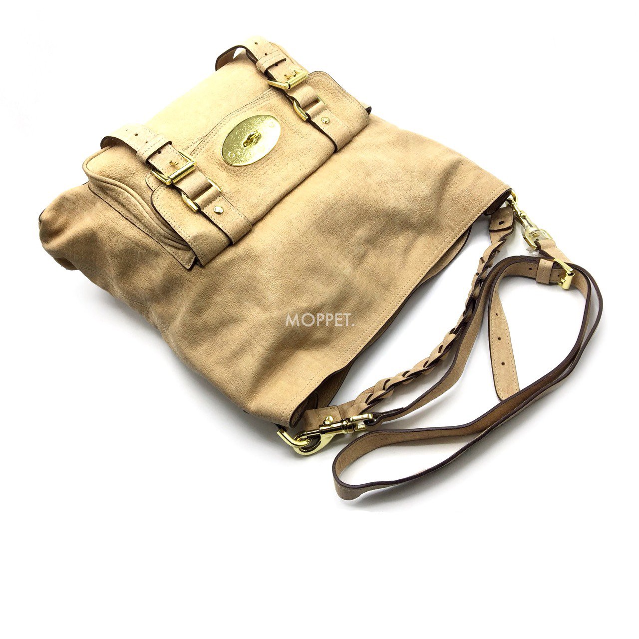 Used Mulberry Alexa Hobo Bag in Beige Leather GHW