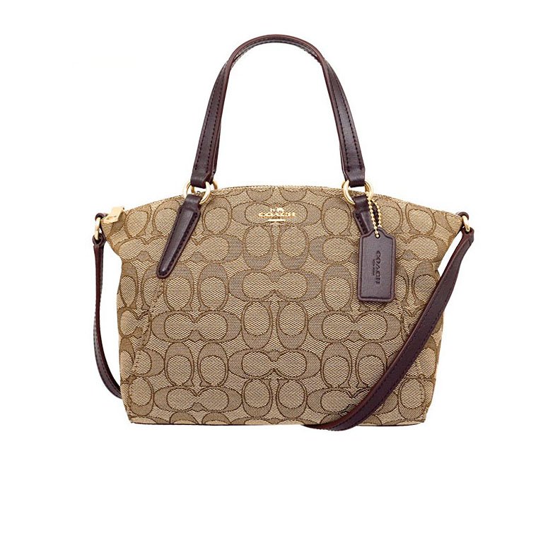 New Coach Mini Kelsey Satchel in Signature Brown GHW
