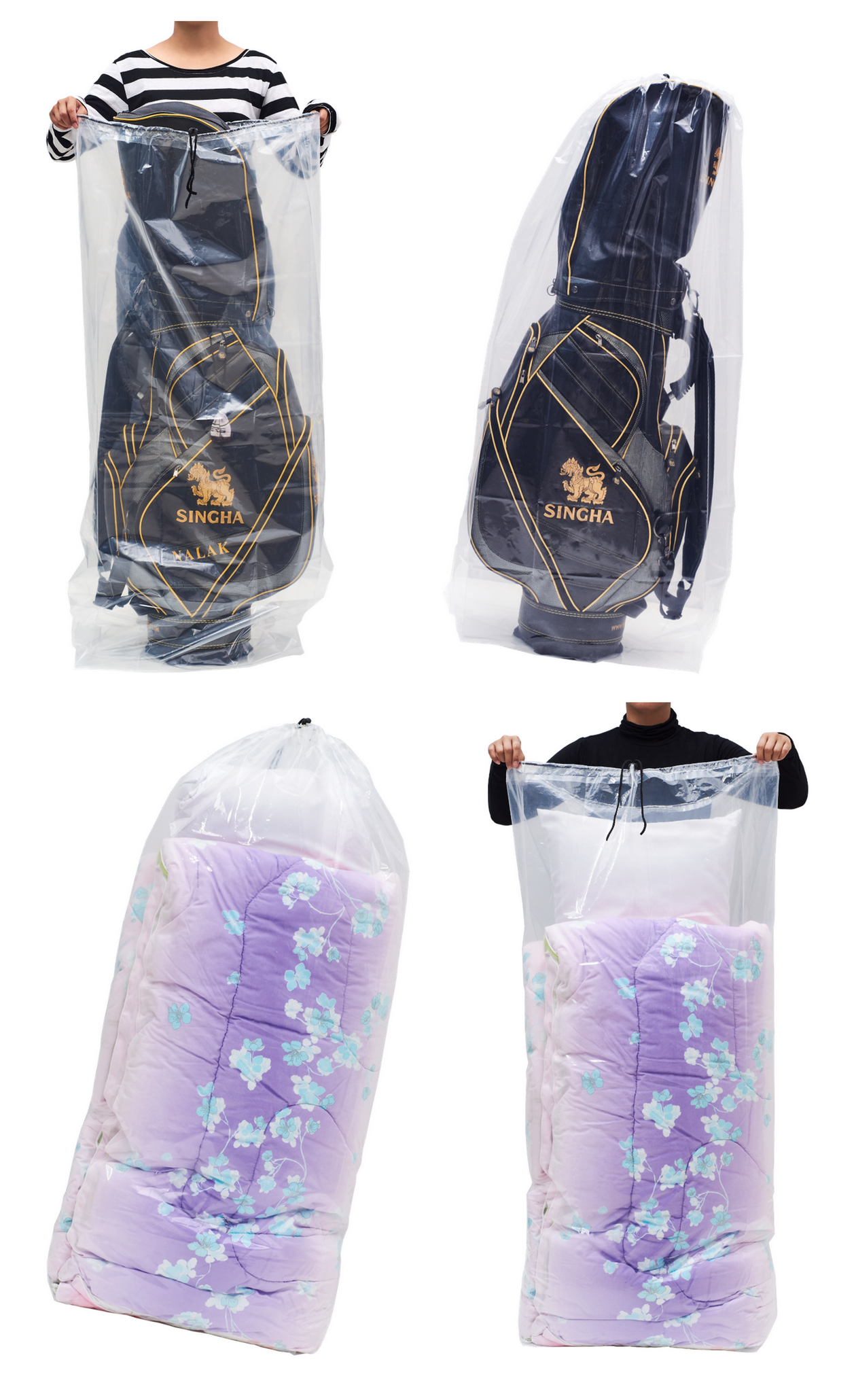 2 PCs/pack Drawstring Plastic Dust Cover Bags,Transparent Storage Bags with multi-purpose for Home Organization suitable for Golf Bag & Picnic Mattress and reusable