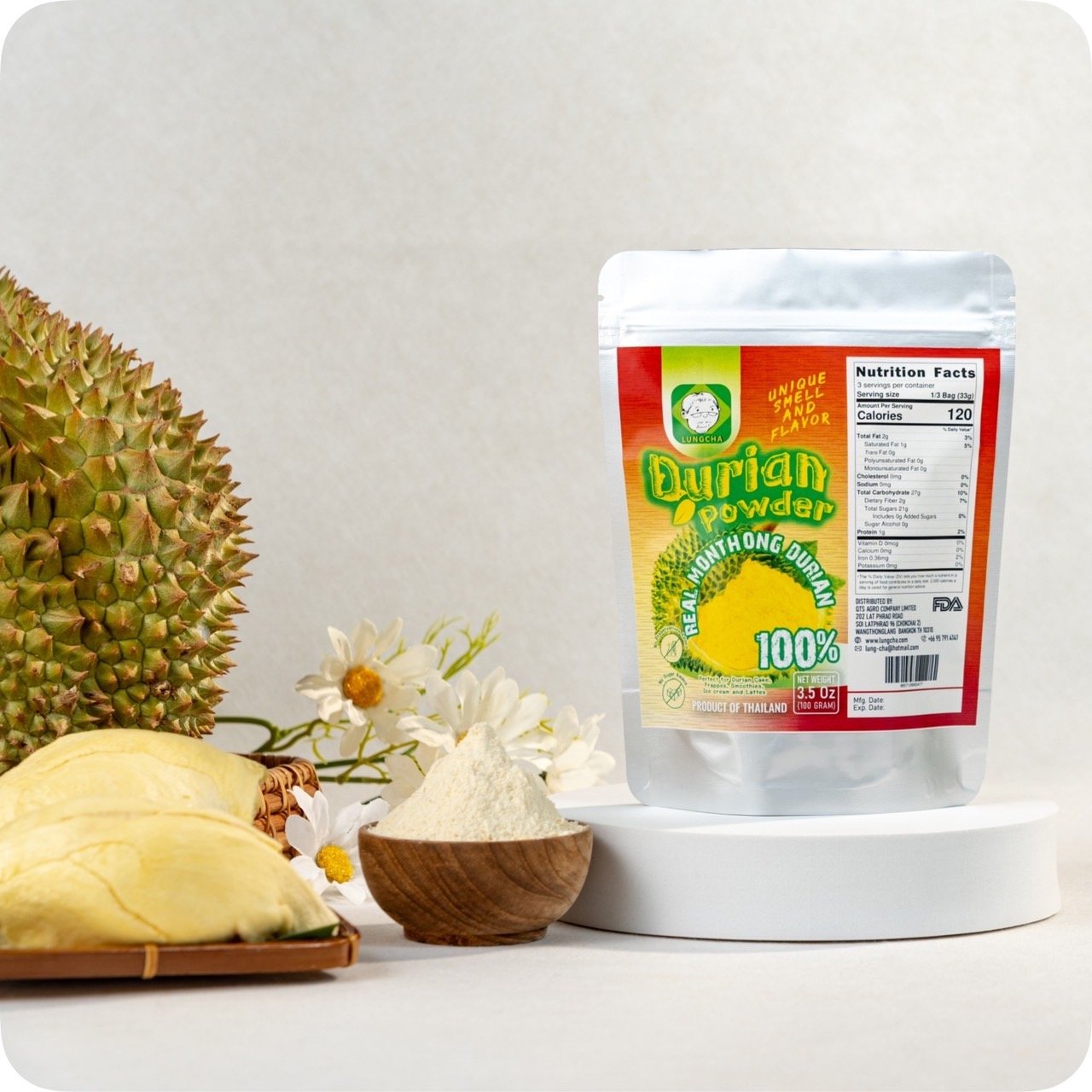 Durian Monthong Powder, 100% (100 g. or 3.5 Oz.)