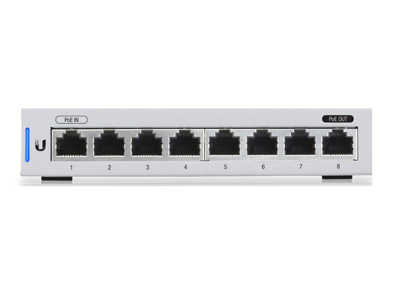 *US‑8 : UniFi Switch 8-port Layer 2 Fully Managed Gigabit Switch with PoE Passthrough