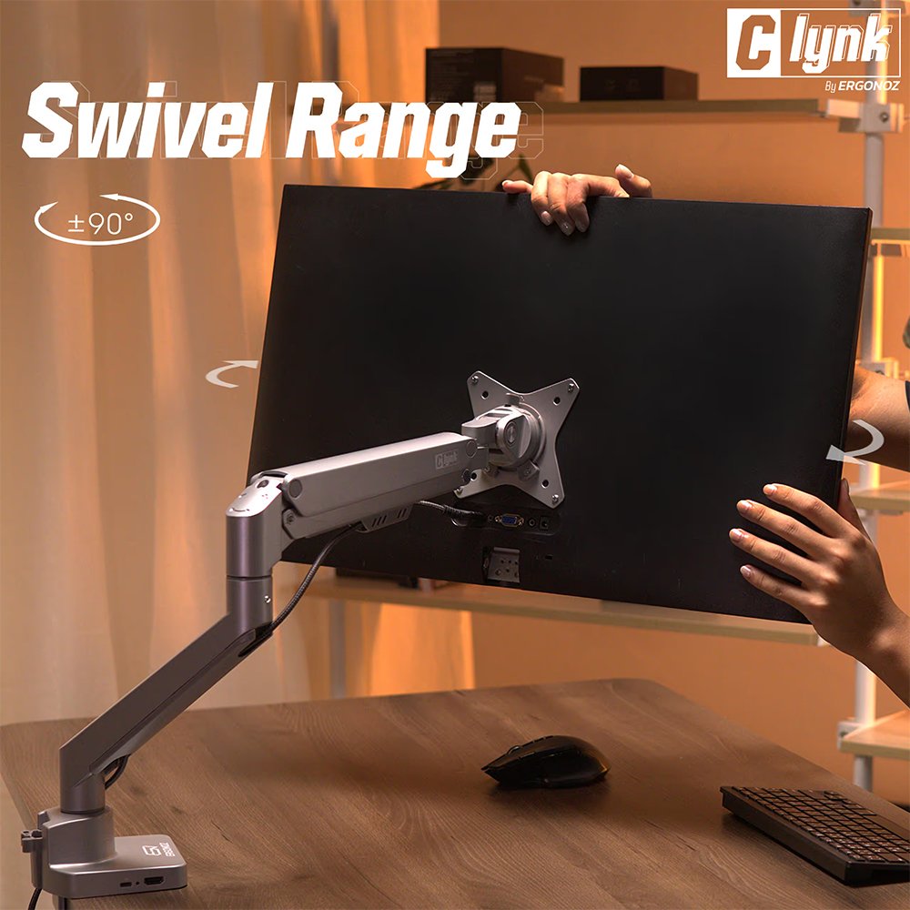 Clynk Unit ขาตั้งจอมอนิเตอร์ 1 จอ (แขนระบบ Gas Spring) ERGONOZ รุ่น CLYNK (แบบยึด ...