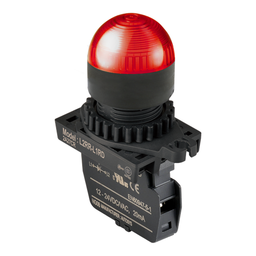 ไฟล็อทแลมป์ dia 22mm L2RR-L1RD(RED), LED 12-24VAC/DC