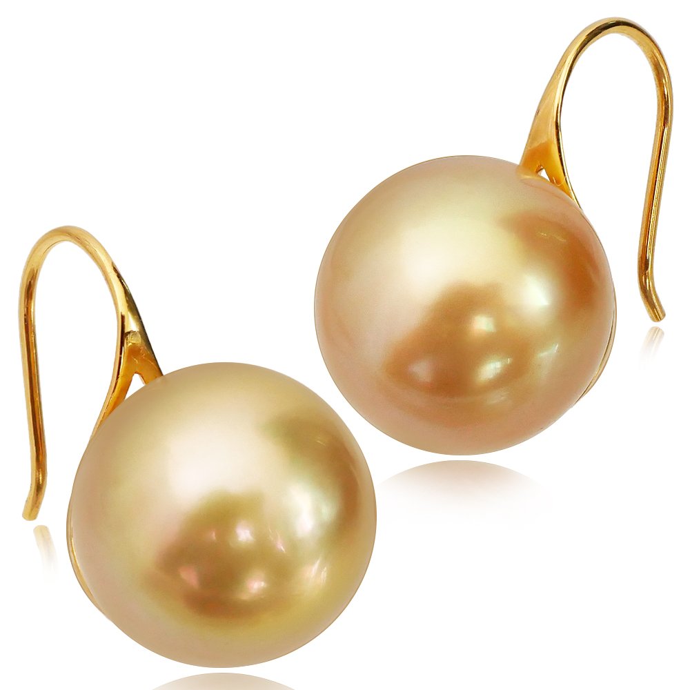 18kt Gold South Sea Pearl Hook Drop Earrings