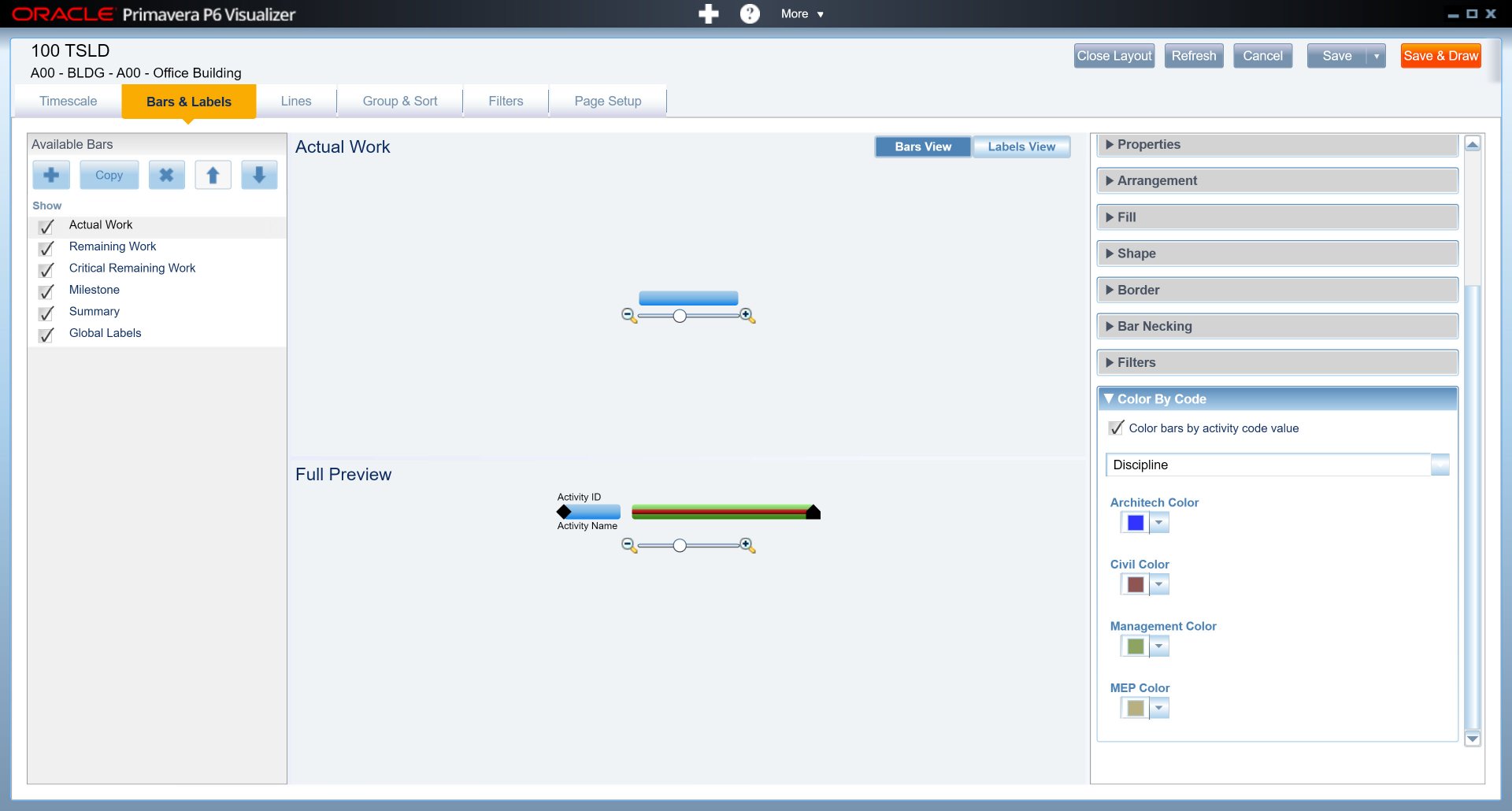 การกำหนดสีของ Activity Code สำหรับการใช้งาน Visualizer การกำหนดสีของ Activity Code สำหรับการใช้งาน Visualizer