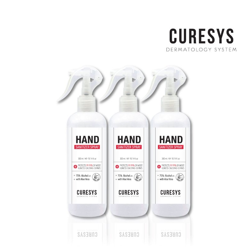 Curesys Hand Sanitizer Spray 300ml. Pack3