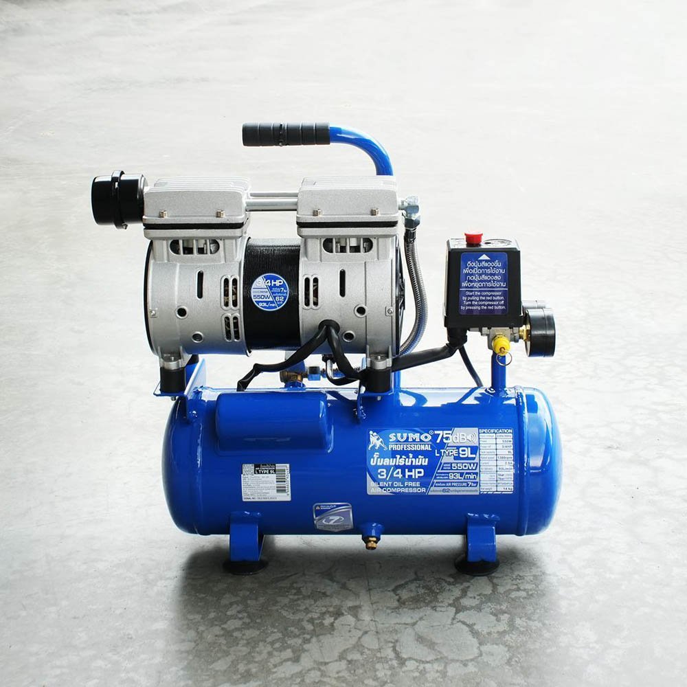 SUMO ปั๊มลมไร้น้ำมัน Silent Oil Free Air compressor L Type 9L - tp ...