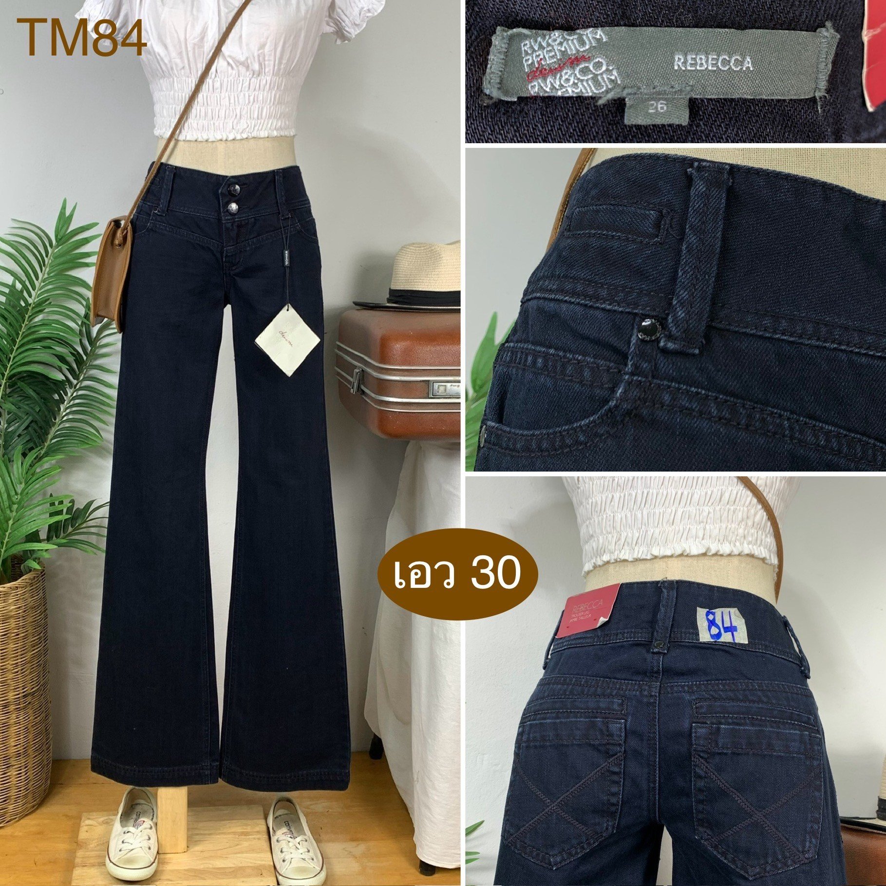 ♥️ รหัสTM84 ▪️ป้าย Rebecca  ▪️ เอว 30" สะโพก 36" ต้นขา 20" ▪️เป้า 8.5" ยาว 41.5" ปลายขา 9.5" (นิ้ว)
