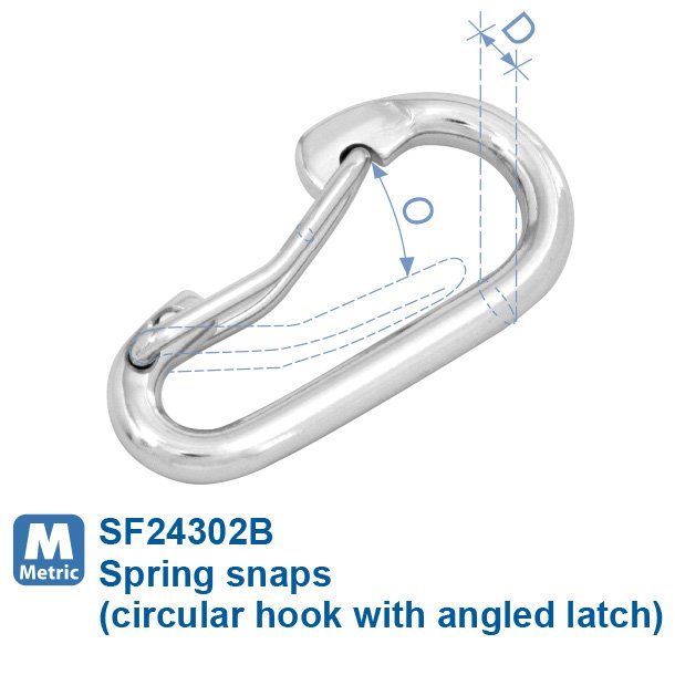 Spring snaps (circular hook with angled latch)