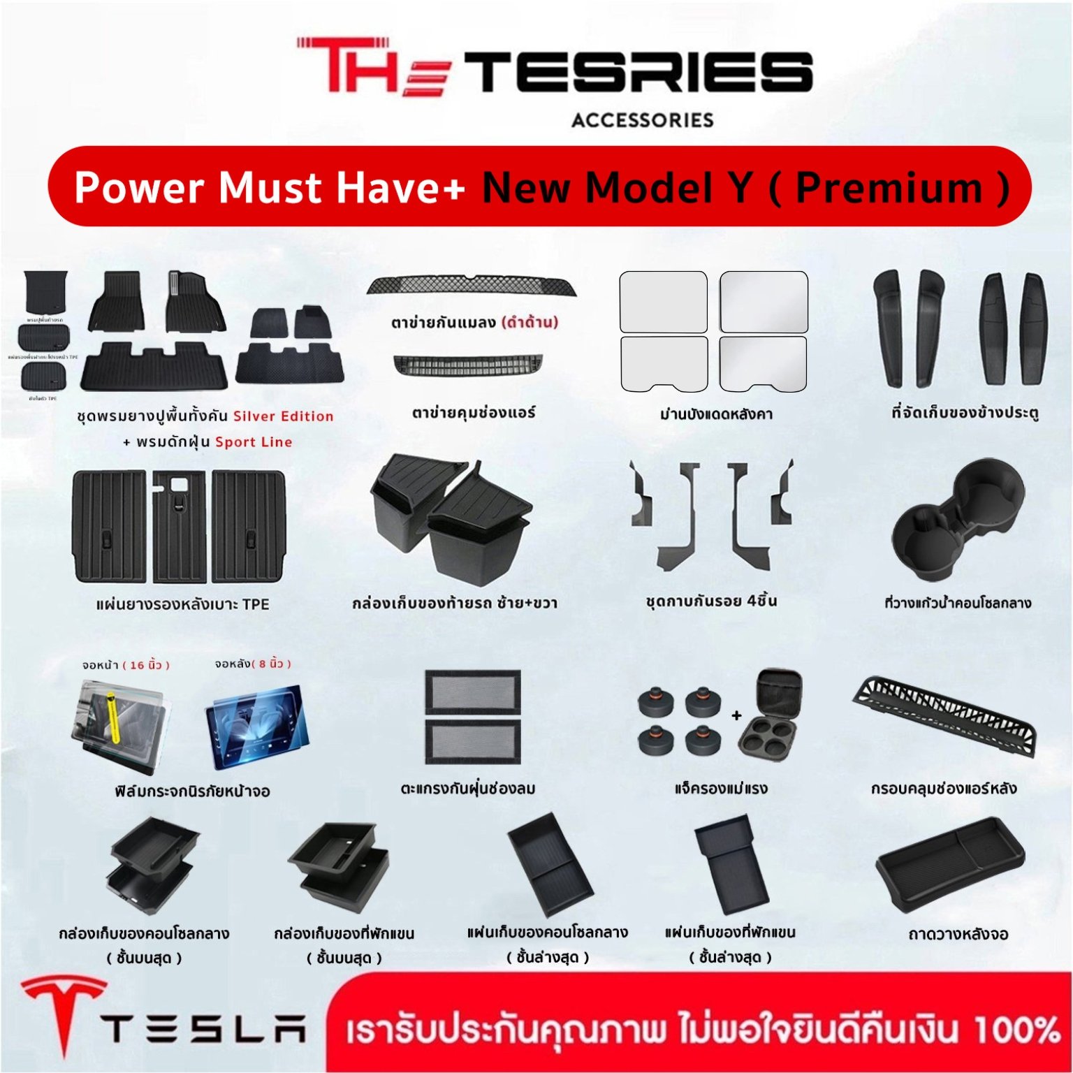 Tesla ชุดรวมอุปกรณ์ Must Have สำหรับ Tesla New Model Y Juniper