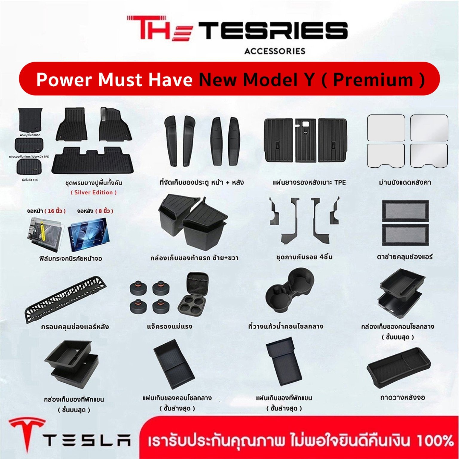 Tesla ชุดรวมอุปกรณ์ Must Have สำหรับ Tesla New Model Y Juniper