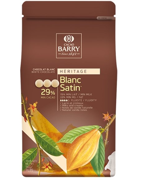 White Chocolate (Blanc Satin) 29%, Cacao Barry brand, 5 kg.